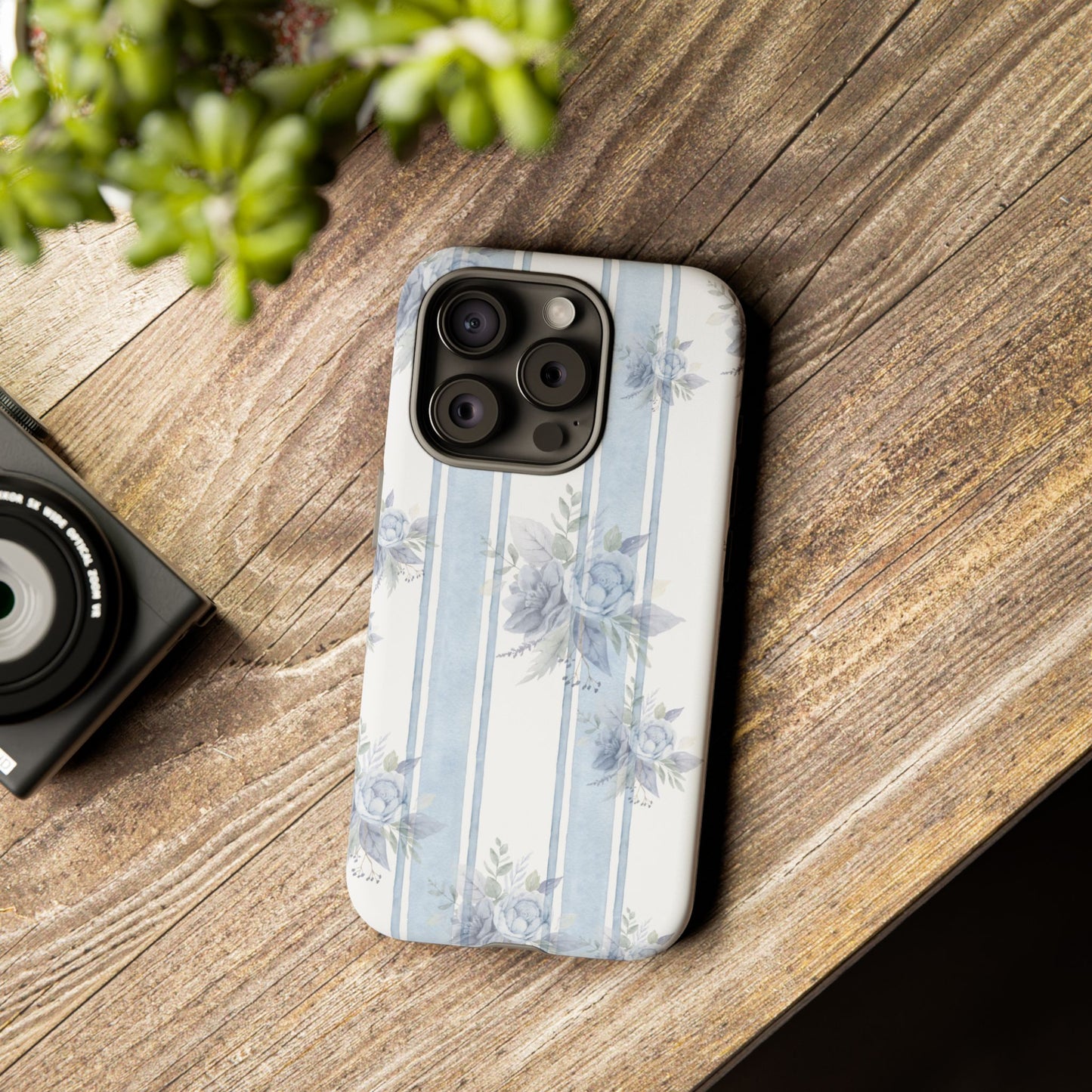 Floral Striped Phone Case, Tough Phone Protector, Ideal Gift for Spring, Mother's Day, Stylish Tech Accessories, Elegant Floral Design