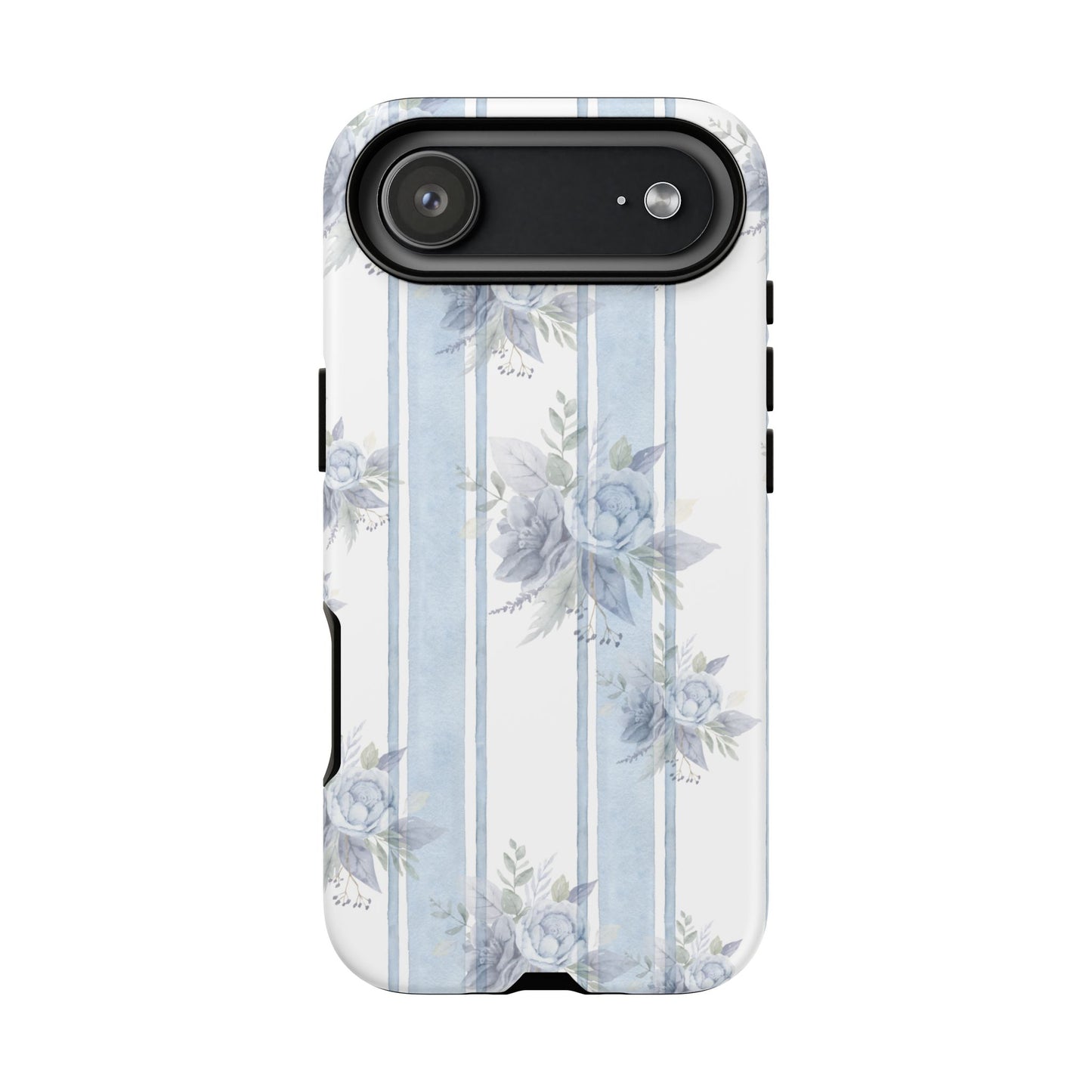 Floral Striped Phone Case, Tough Phone Protector, Ideal Gift for Spring, Mother's Day, Stylish Tech Accessories, Elegant Floral Design