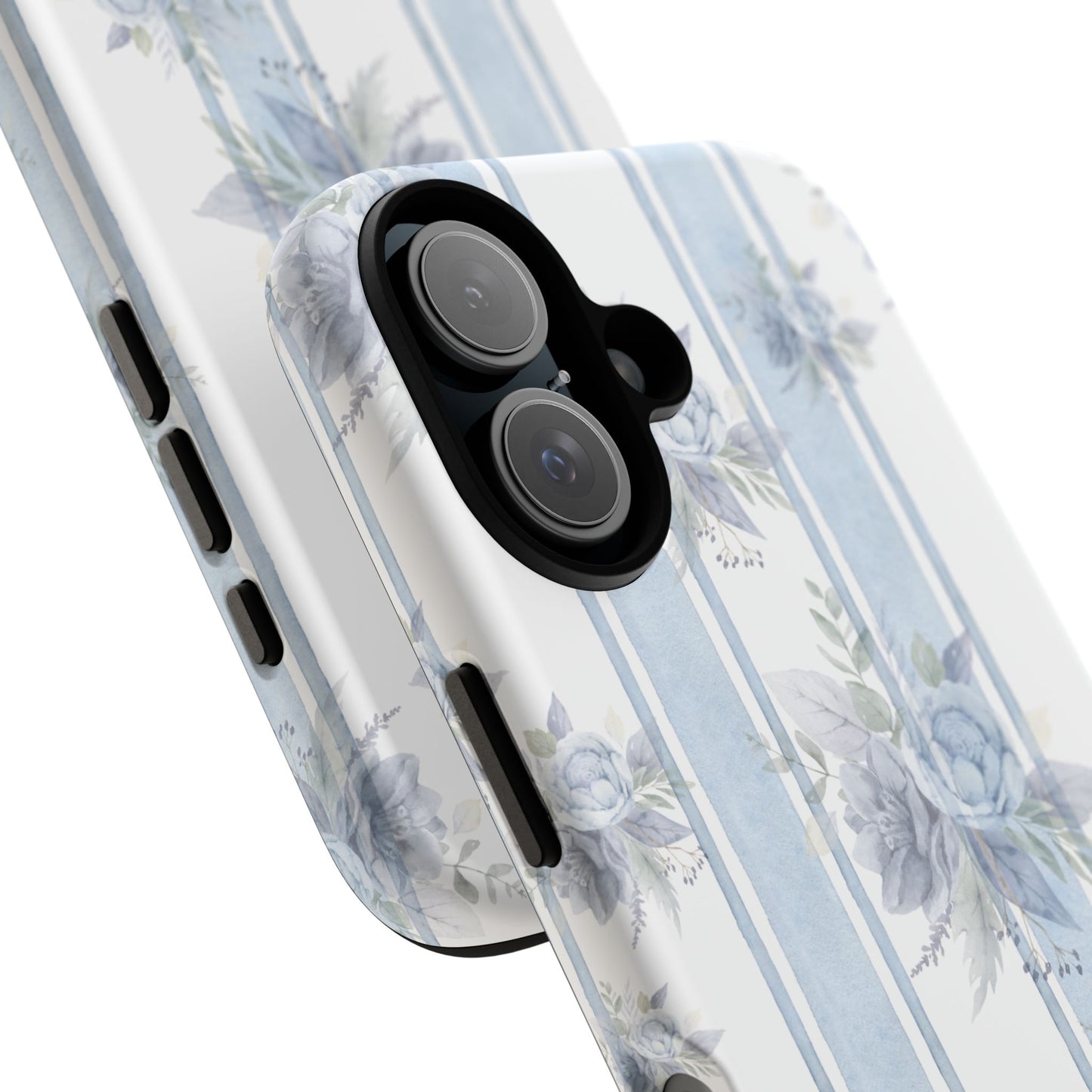 Floral Striped Phone Case, Tough Phone Protector, Ideal Gift for Spring, Mother's Day, Stylish Tech Accessories, Elegant Floral Design