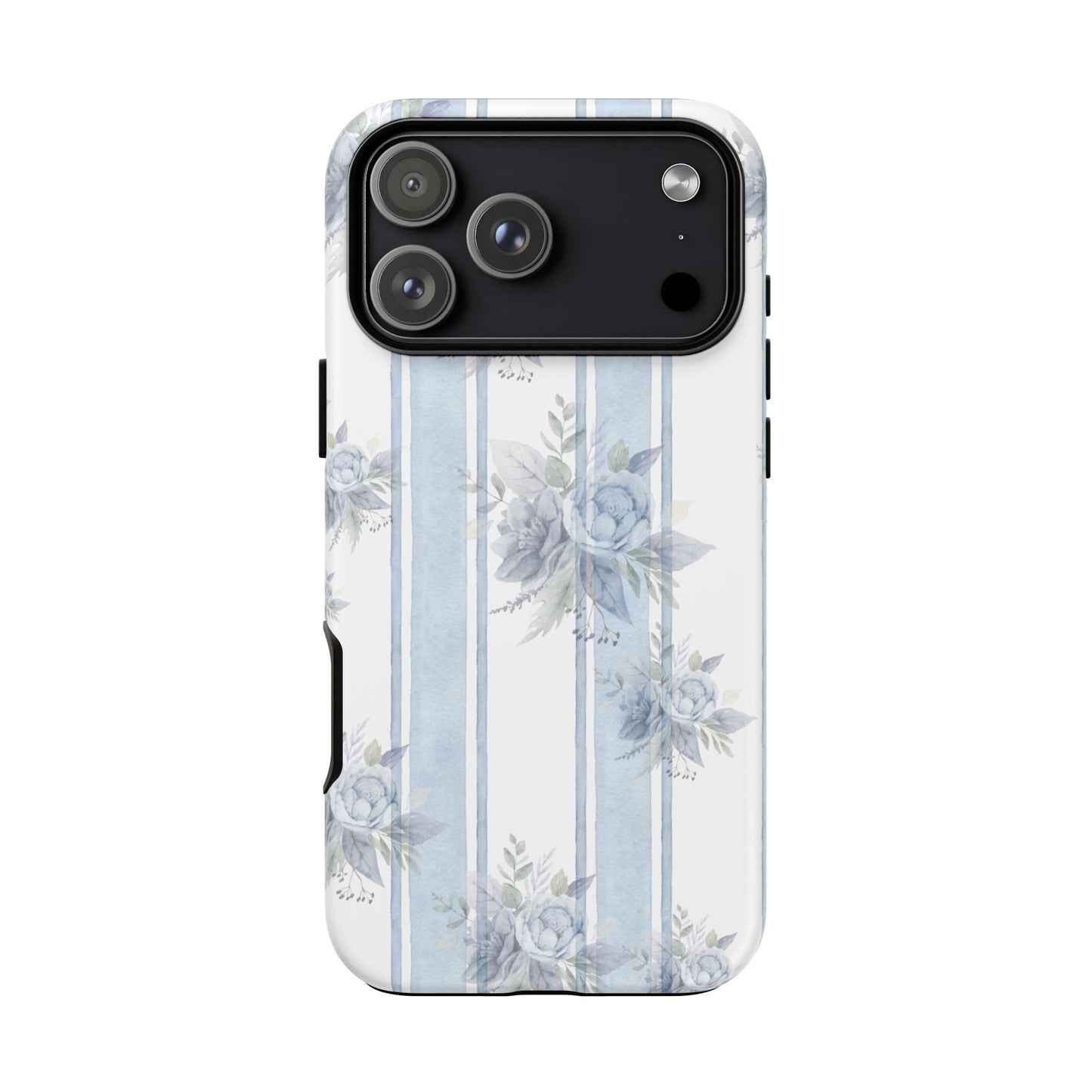 Floral Striped Phone Case, Tough Phone Protector, Ideal Gift for Spring, Mother's Day, Stylish Tech Accessories, Elegant Floral Design