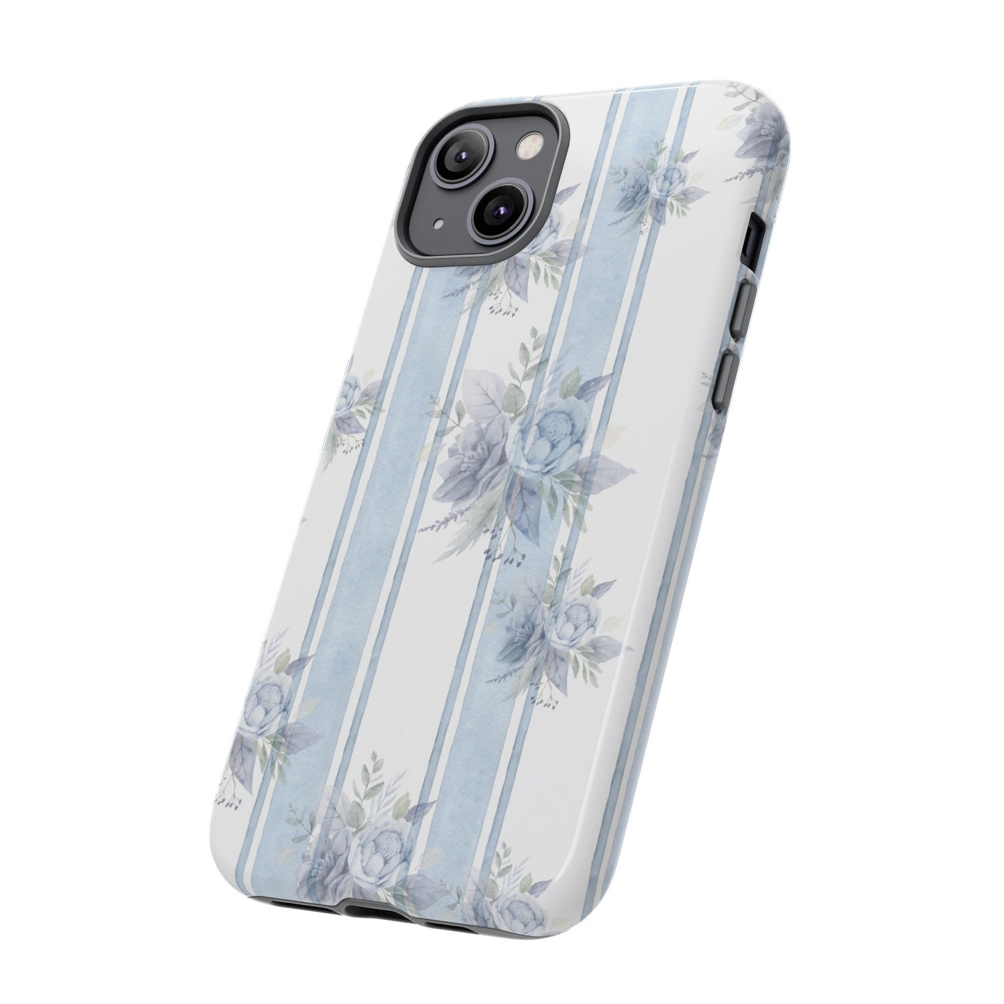 Floral Striped Phone Case, Tough Phone Protector, Ideal Gift for Spring, Mother's Day, Stylish Tech Accessories, Elegant Floral Design