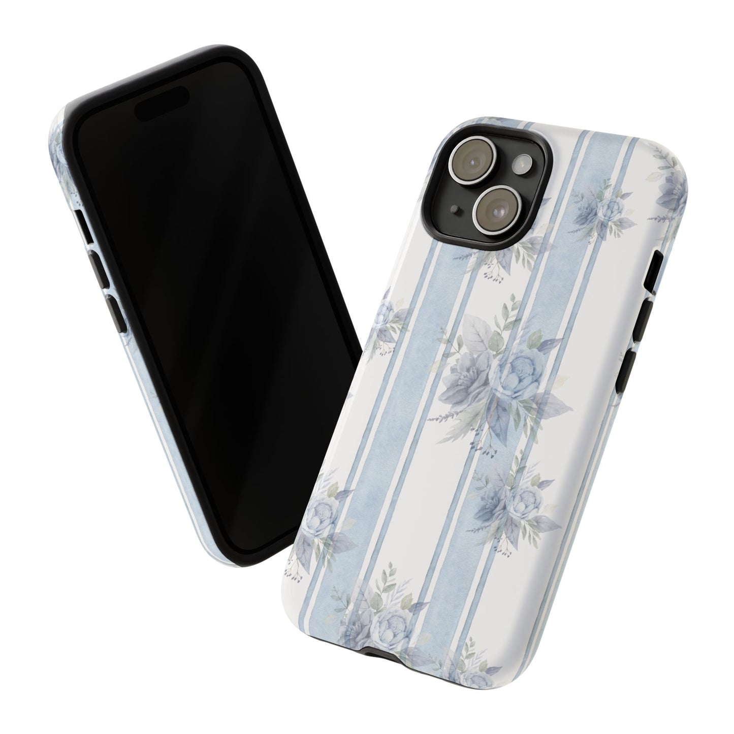Floral Striped Phone Case, Tough Phone Protector, Ideal Gift for Spring, Mother's Day, Stylish Tech Accessories, Elegant Floral Design