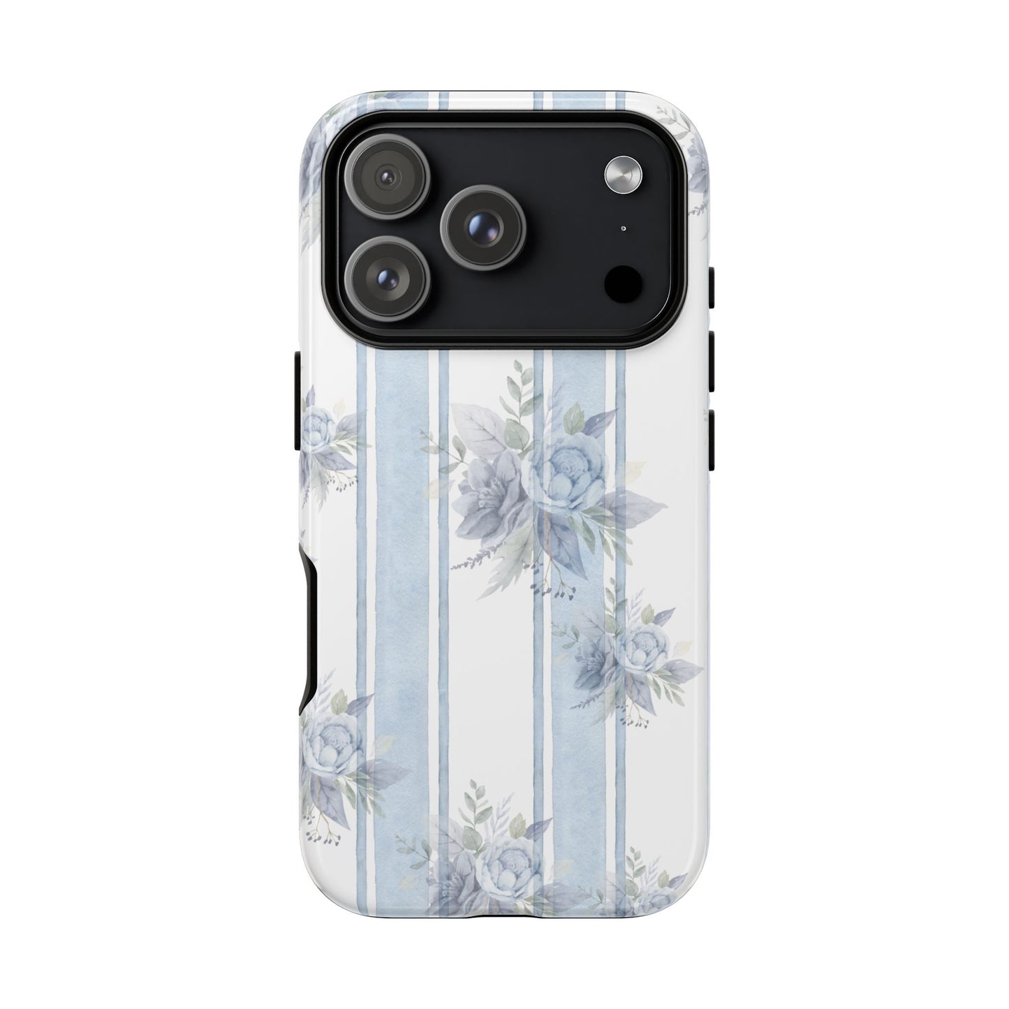 Floral Striped Phone Case, Tough Phone Protector, Ideal Gift for Spring, Mother's Day, Stylish Tech Accessories, Elegant Floral Design