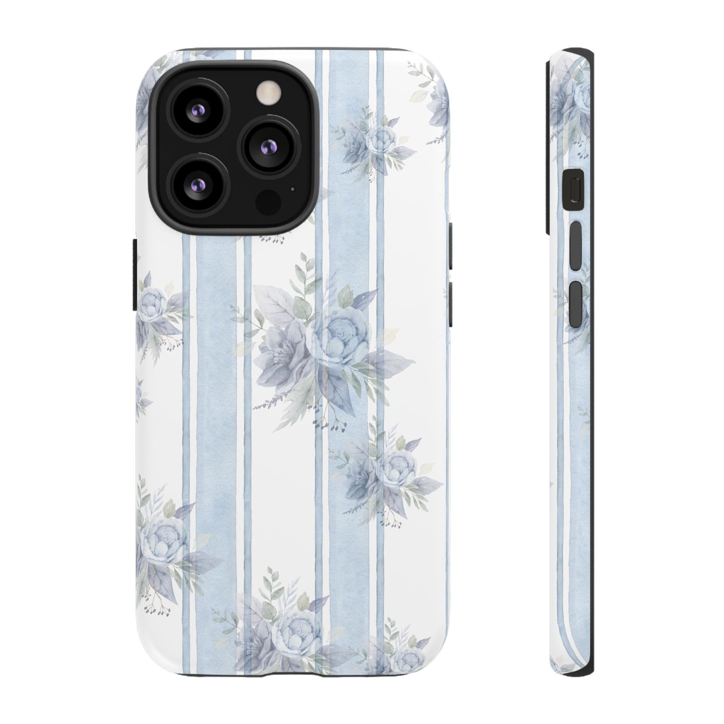 Floral Striped Phone Case, Tough Phone Protector, Ideal Gift for Spring, Mother's Day, Stylish Tech Accessories, Elegant Floral Design