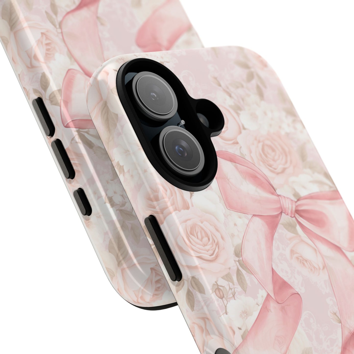 Phone Case, Pink Bow Floral Design, Great Gift, Stocking Stuffer, Strong Tough Cover, Unique Case