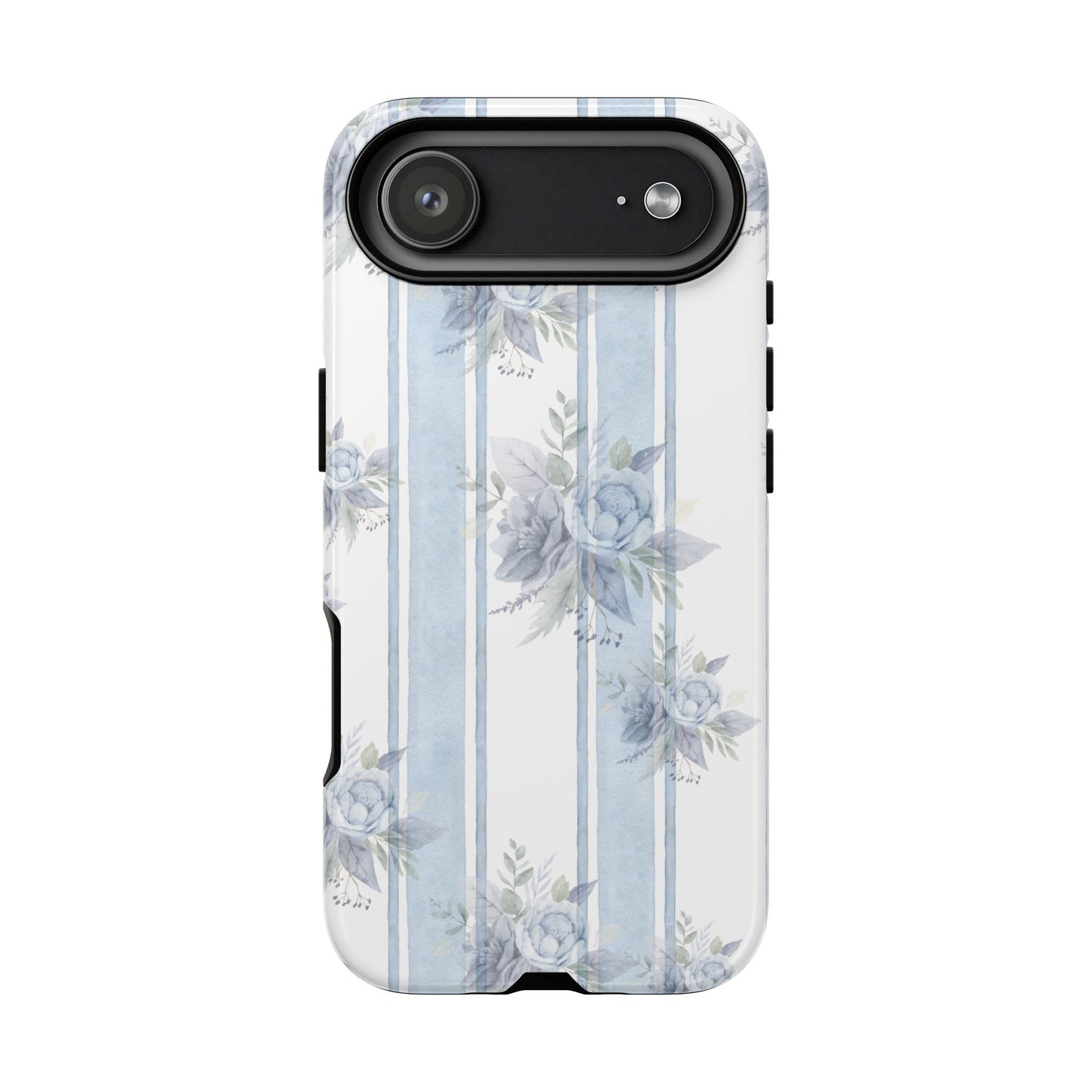 Floral Striped Phone Case, Tough Phone Protector, Ideal Gift for Spring, Mother's Day, Stylish Tech Accessories, Elegant Floral Design