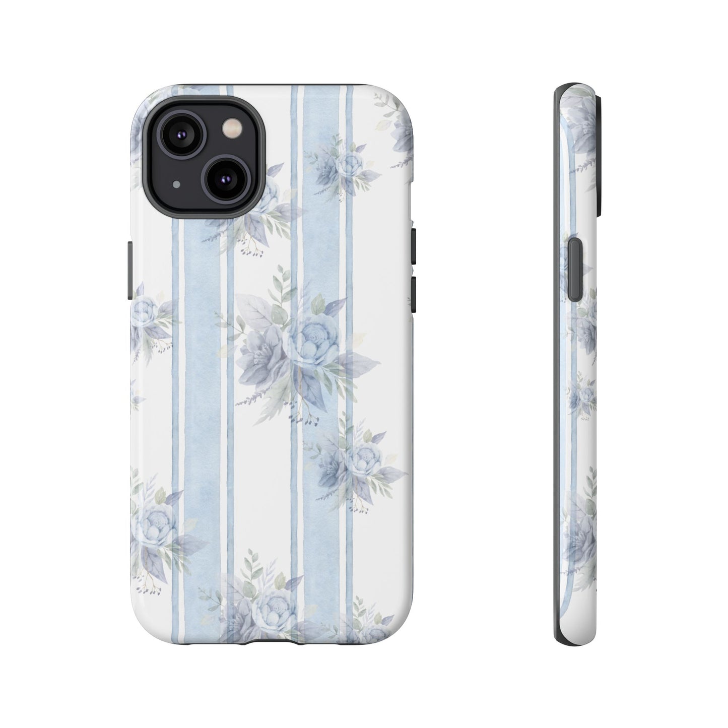 Floral Striped Phone Case, Tough Phone Protector, Ideal Gift for Spring, Mother's Day, Stylish Tech Accessories, Elegant Floral Design