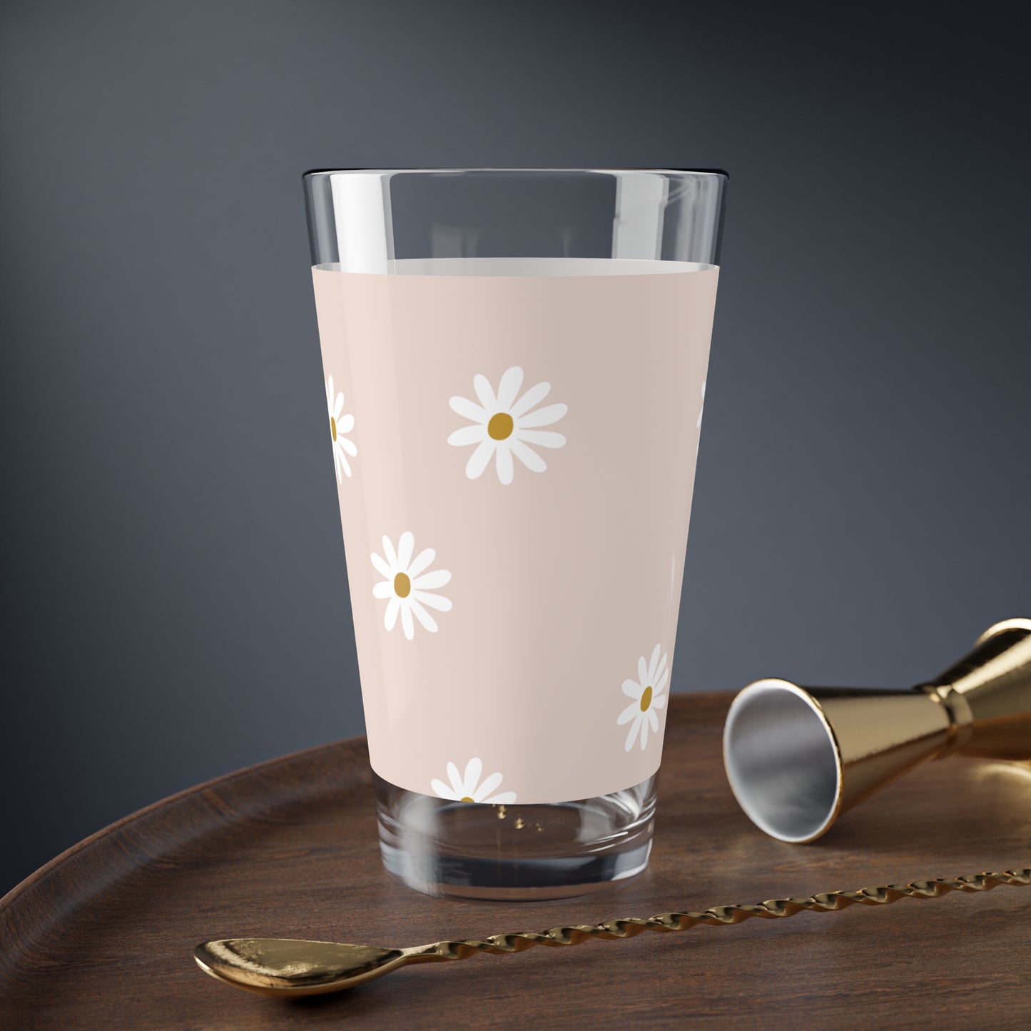 Floral Mixing Glass, 16oz - Perfect for Cocktails, Wedding Gifts, Kitchen Decor, Summer Parties, and Celebrations