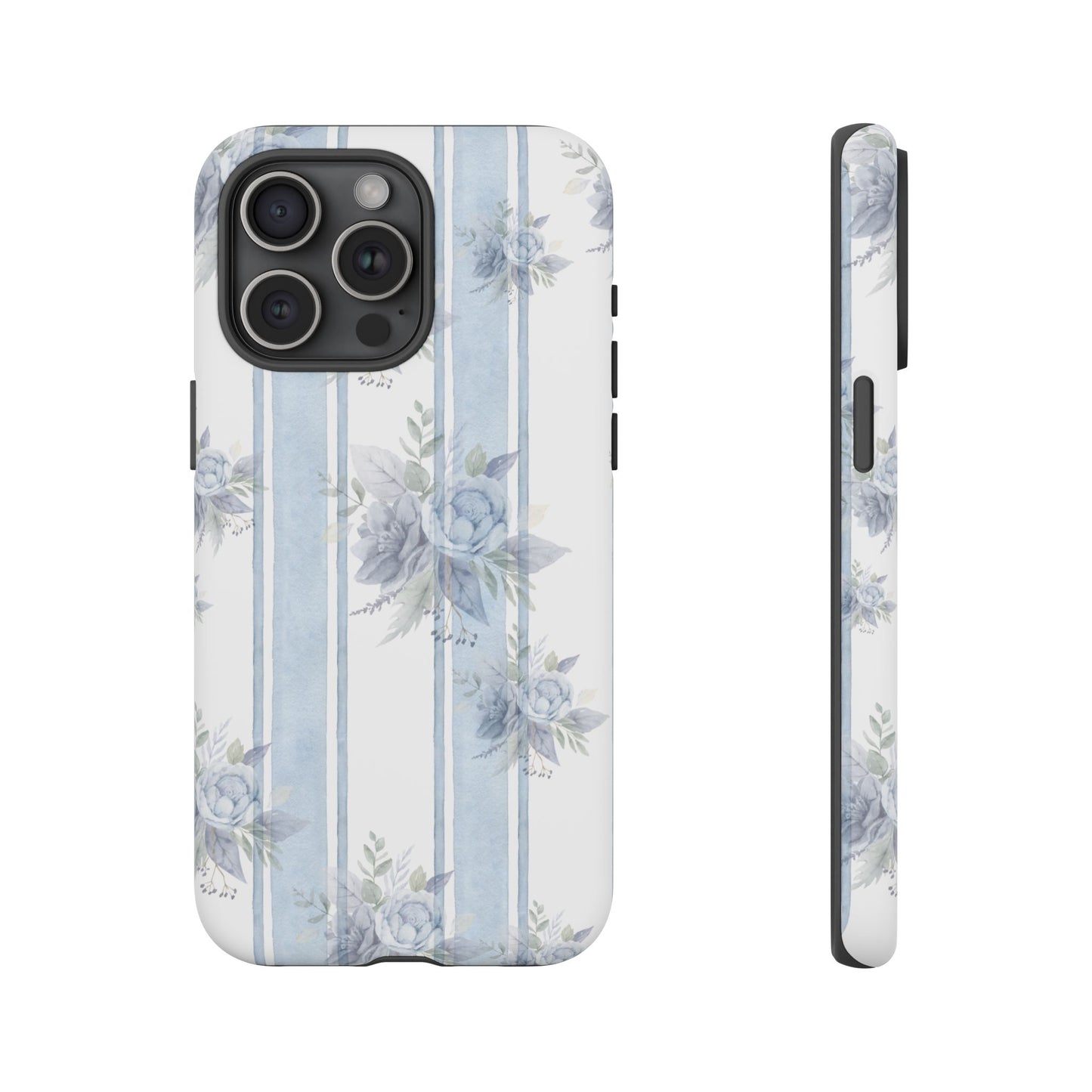 Floral Striped Phone Case, Tough Phone Protector, Ideal Gift for Spring, Mother's Day, Stylish Tech Accessories, Elegant Floral Design