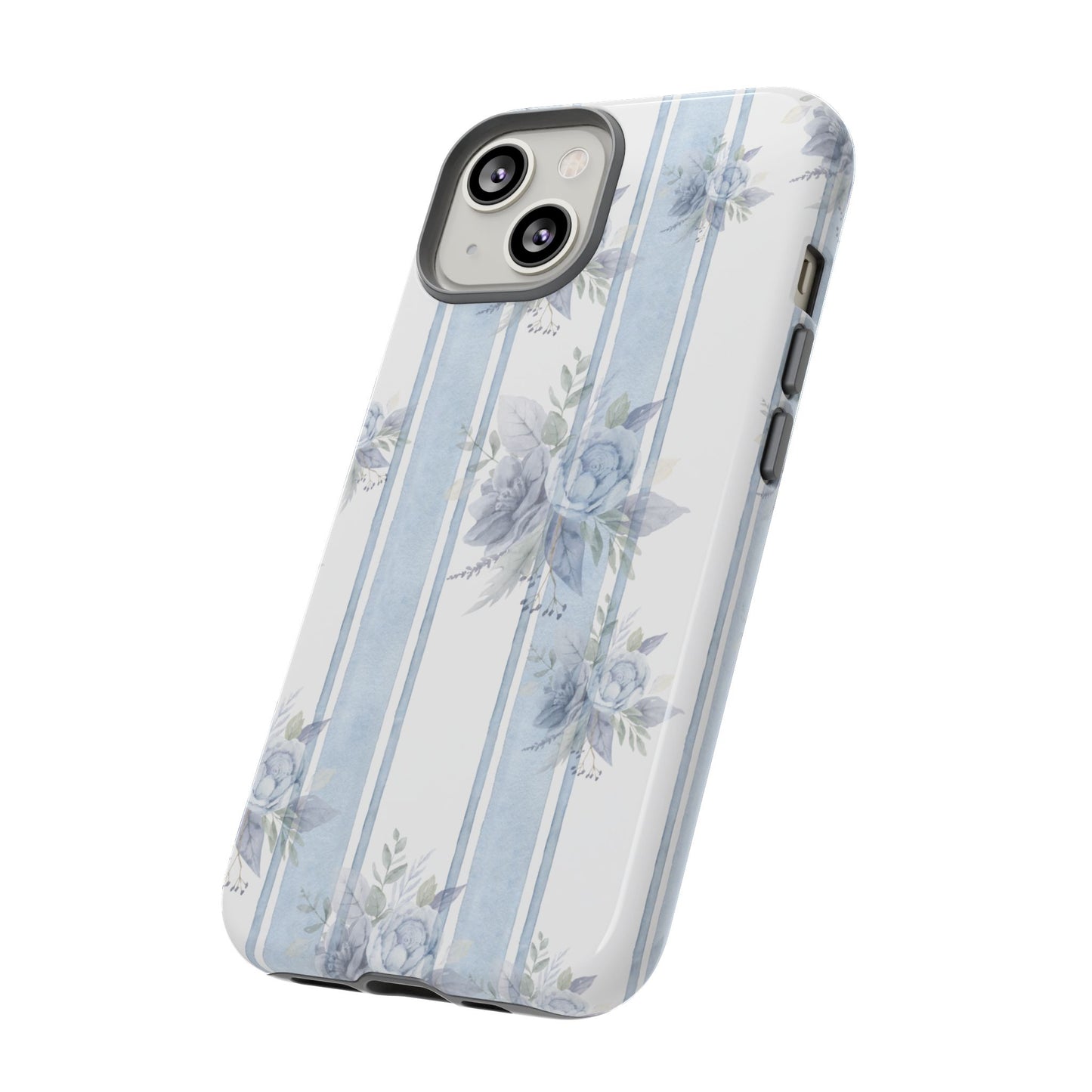 Floral Striped Phone Case, Tough Phone Protector, Ideal Gift for Spring, Mother's Day, Stylish Tech Accessories, Elegant Floral Design