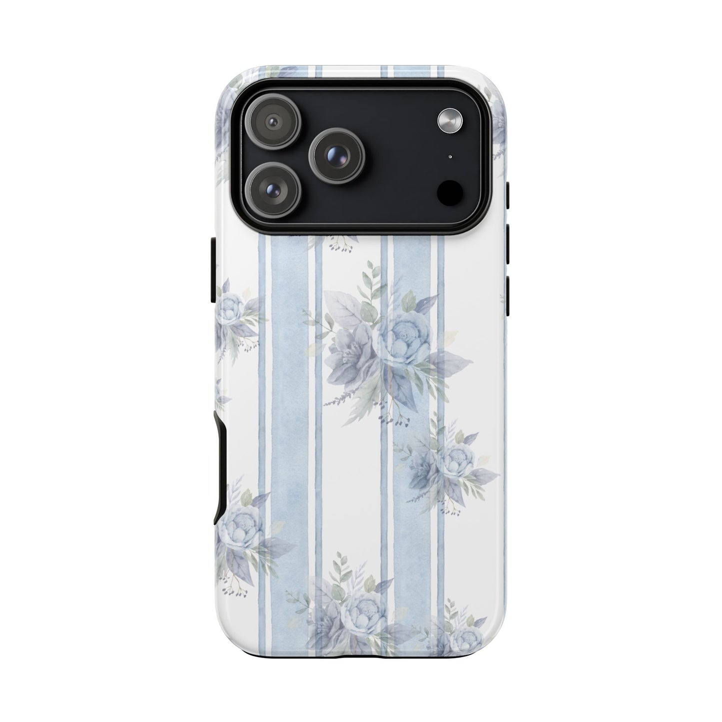 Floral Striped Phone Case, Tough Phone Protector, Ideal Gift for Spring, Mother's Day, Stylish Tech Accessories, Elegant Floral Design