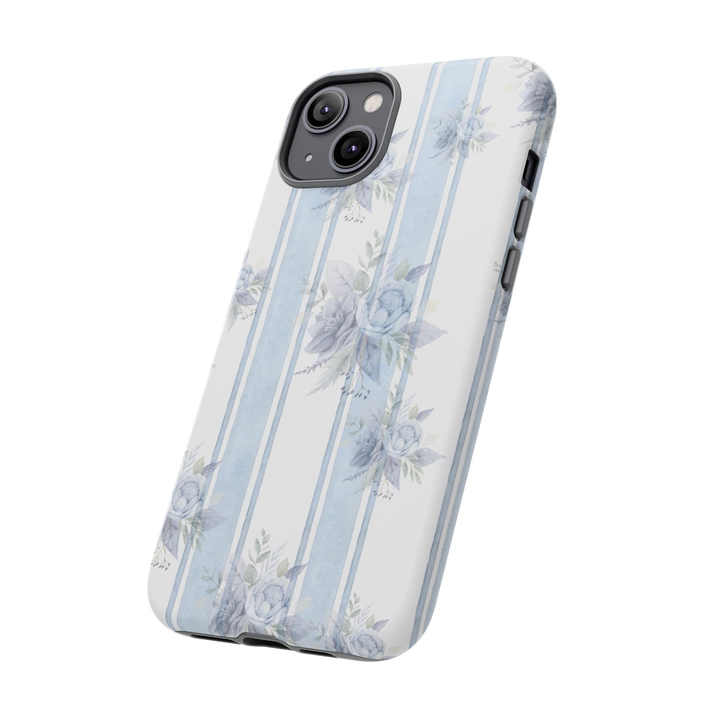 Floral Striped Phone Case, Tough Phone Protector, Ideal Gift for Spring, Mother's Day, Stylish Tech Accessories, Elegant Floral Design