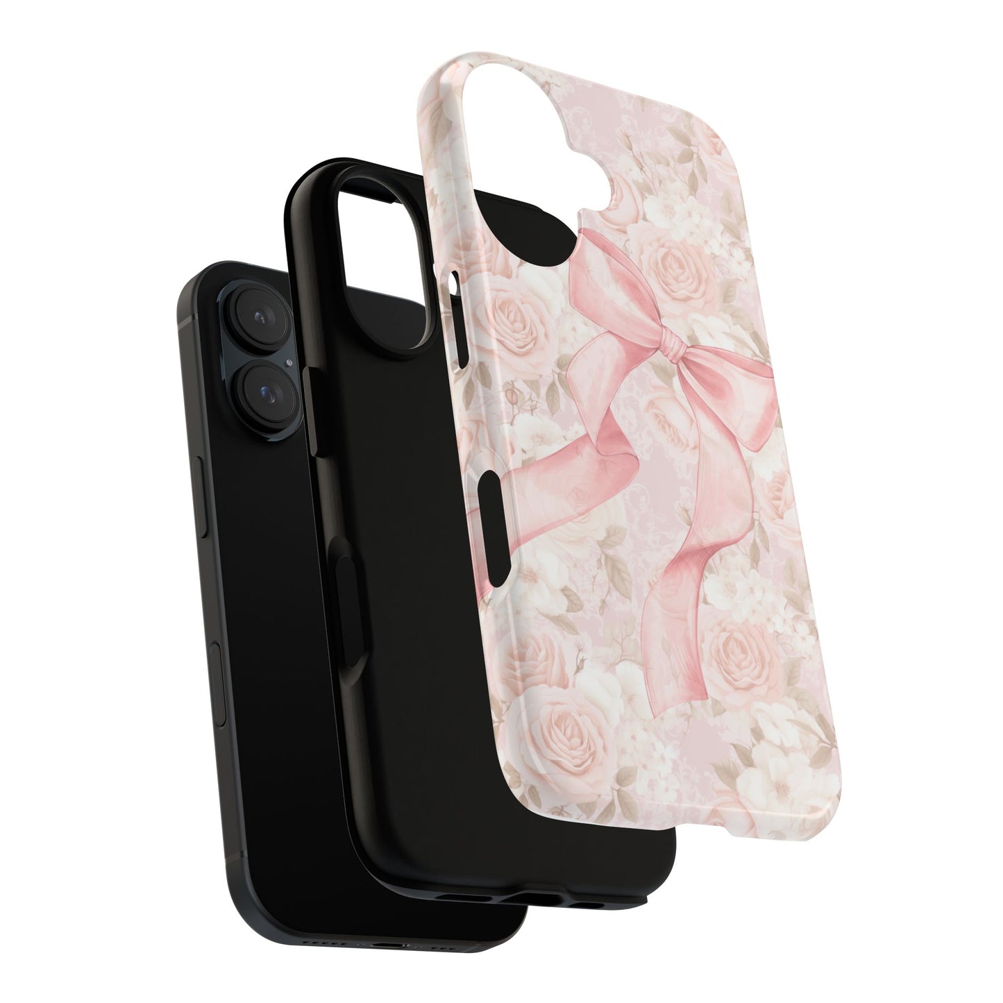 Phone Case, Pink Bow Floral Design, Great Gift, Stocking Stuffer, Strong Tough Cover, Unique Case