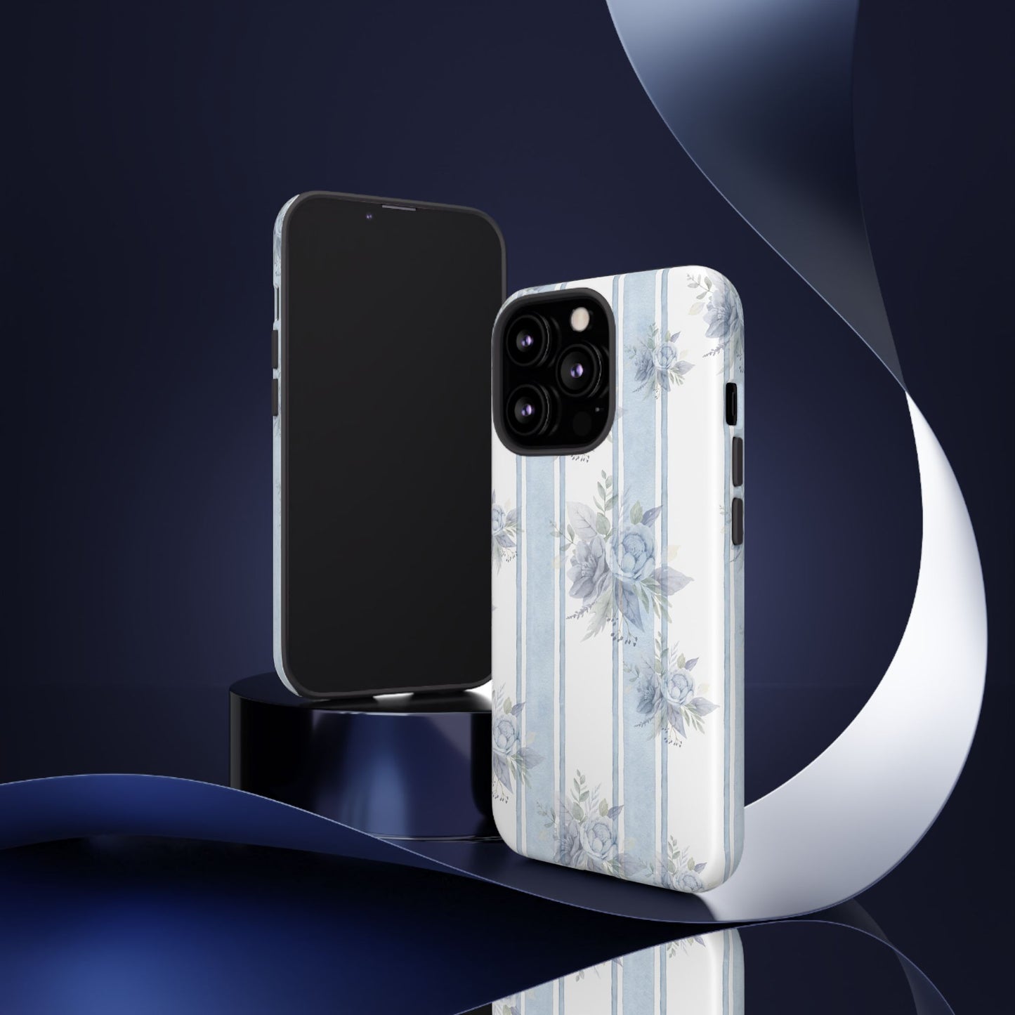 Floral Striped Phone Case, Tough Phone Protector, Ideal Gift for Spring, Mother's Day, Stylish Tech Accessories, Elegant Floral Design