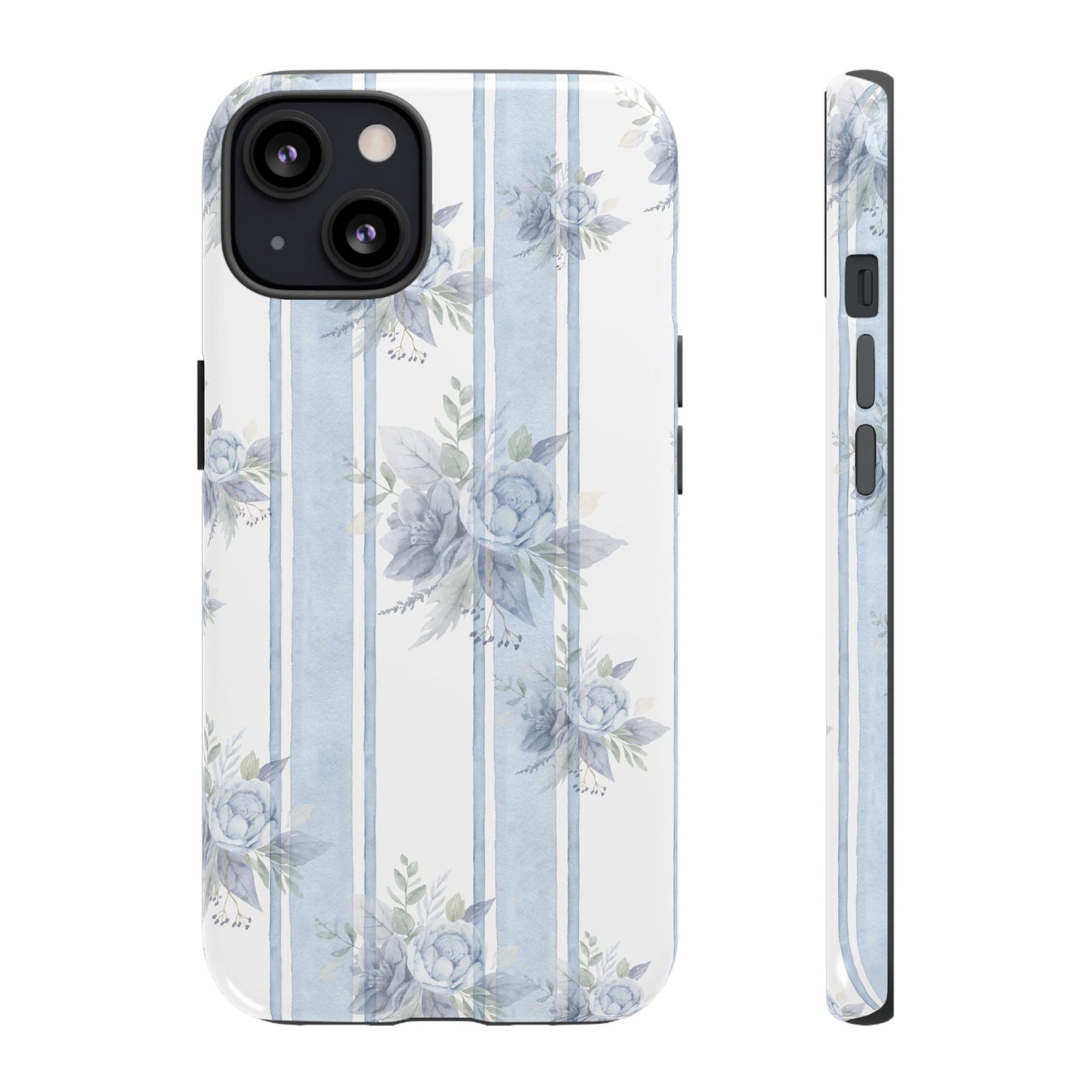 Floral Striped Phone Case, Tough Phone Protector, Ideal Gift for Spring, Mother's Day, Stylish Tech Accessories, Elegant Floral Design