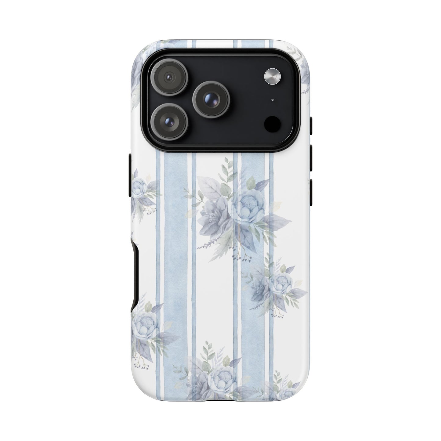 Floral Striped Phone Case, Tough Phone Protector, Ideal Gift for Spring, Mother's Day, Stylish Tech Accessories, Elegant Floral Design