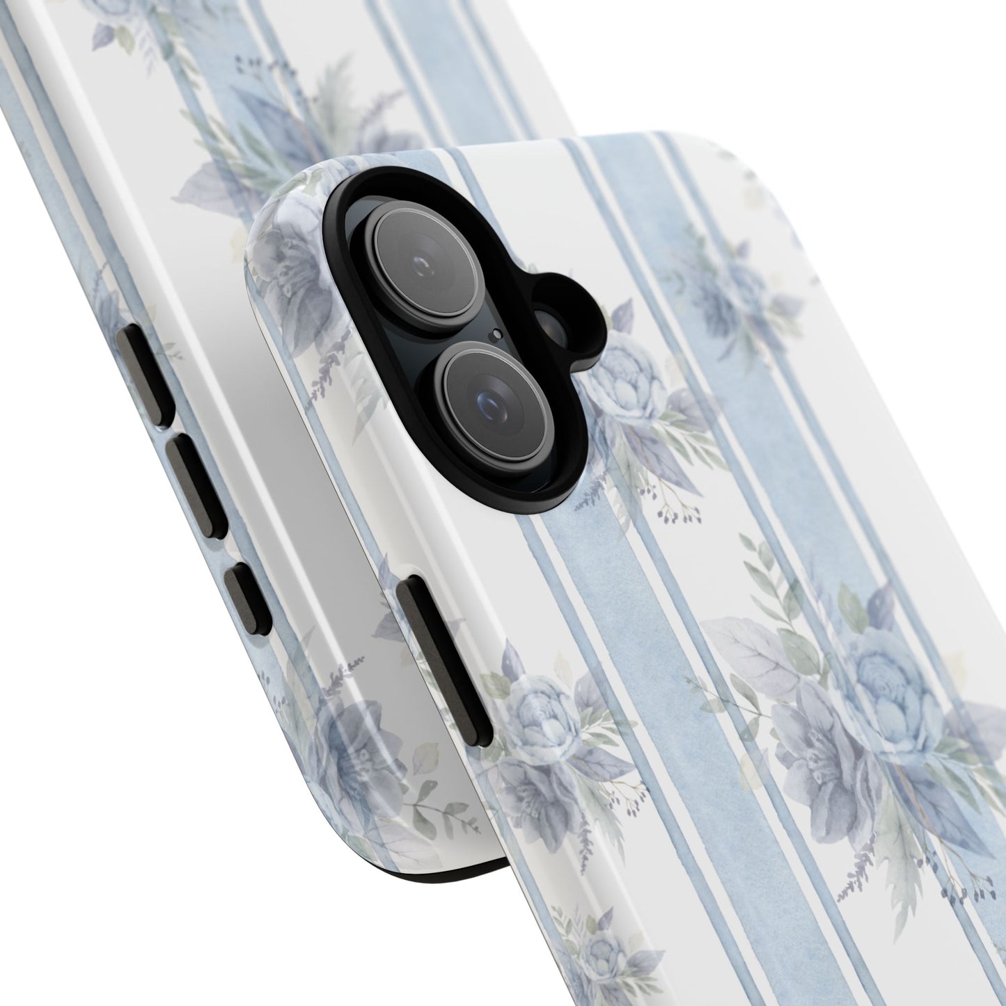 Floral Striped Phone Case, Tough Phone Protector, Ideal Gift for Spring, Mother's Day, Stylish Tech Accessories, Elegant Floral Design