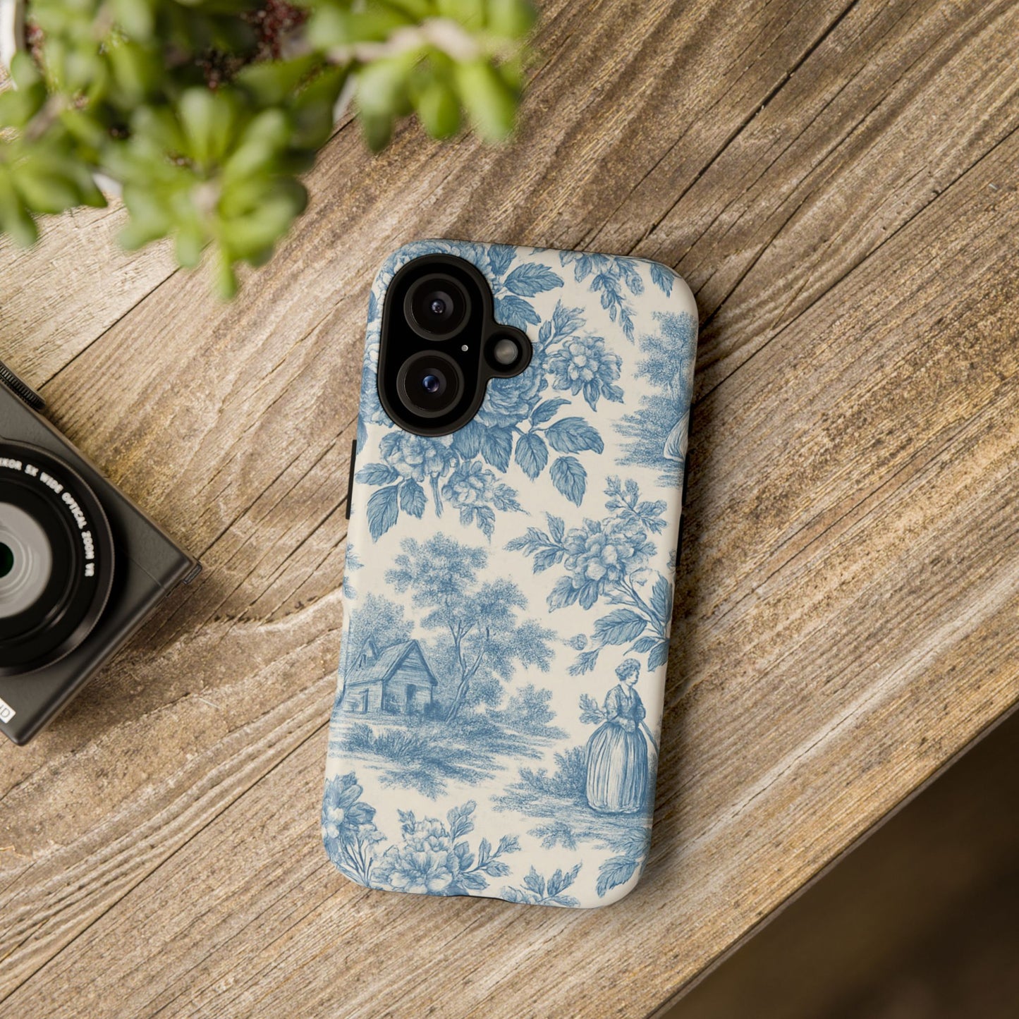 Phone Case, Blue Floral Tough Case for All Sizes, Cute Stylish Gift, Toile Design
