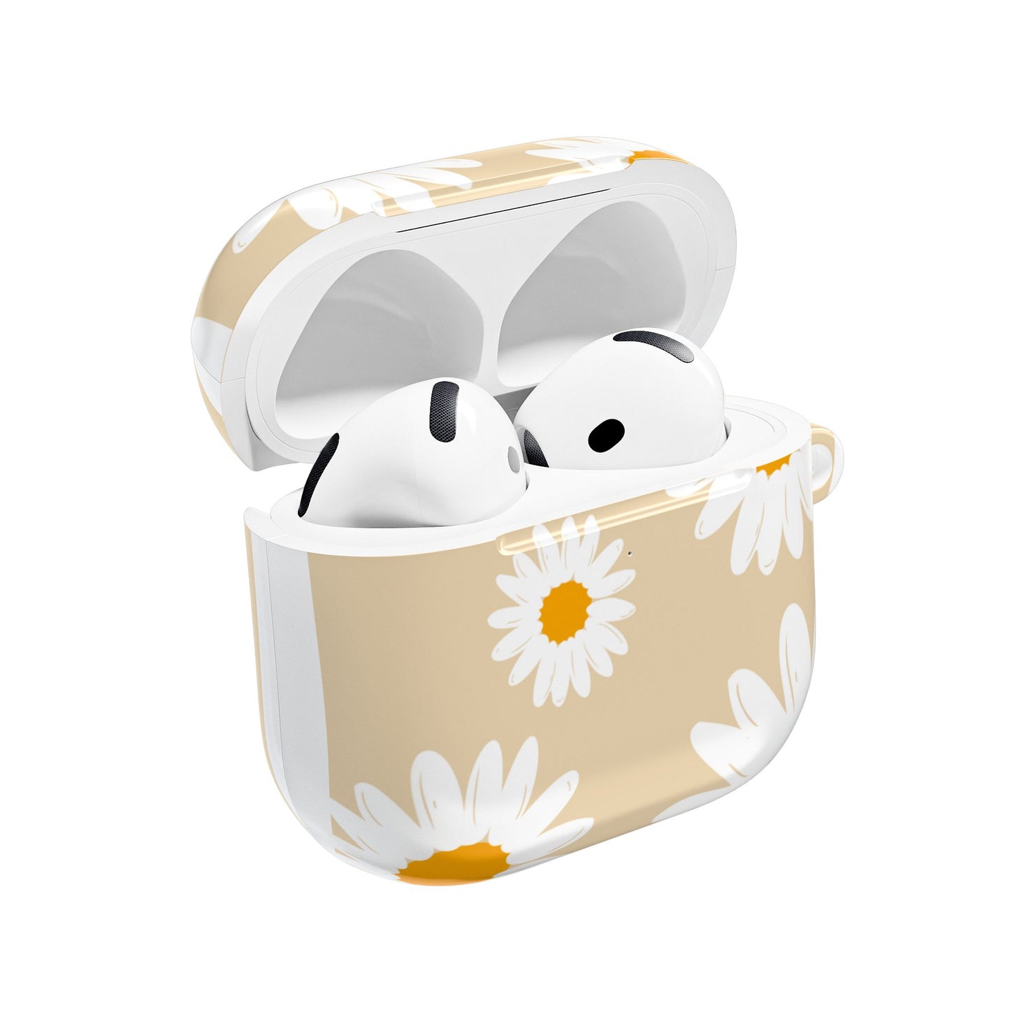 AirPod Cases, Daisy Design, Tan Background, Great Gift Idea, Stocking Stuffer, Unique AirPod Holder, Floral Print, Custom AirPod Protector