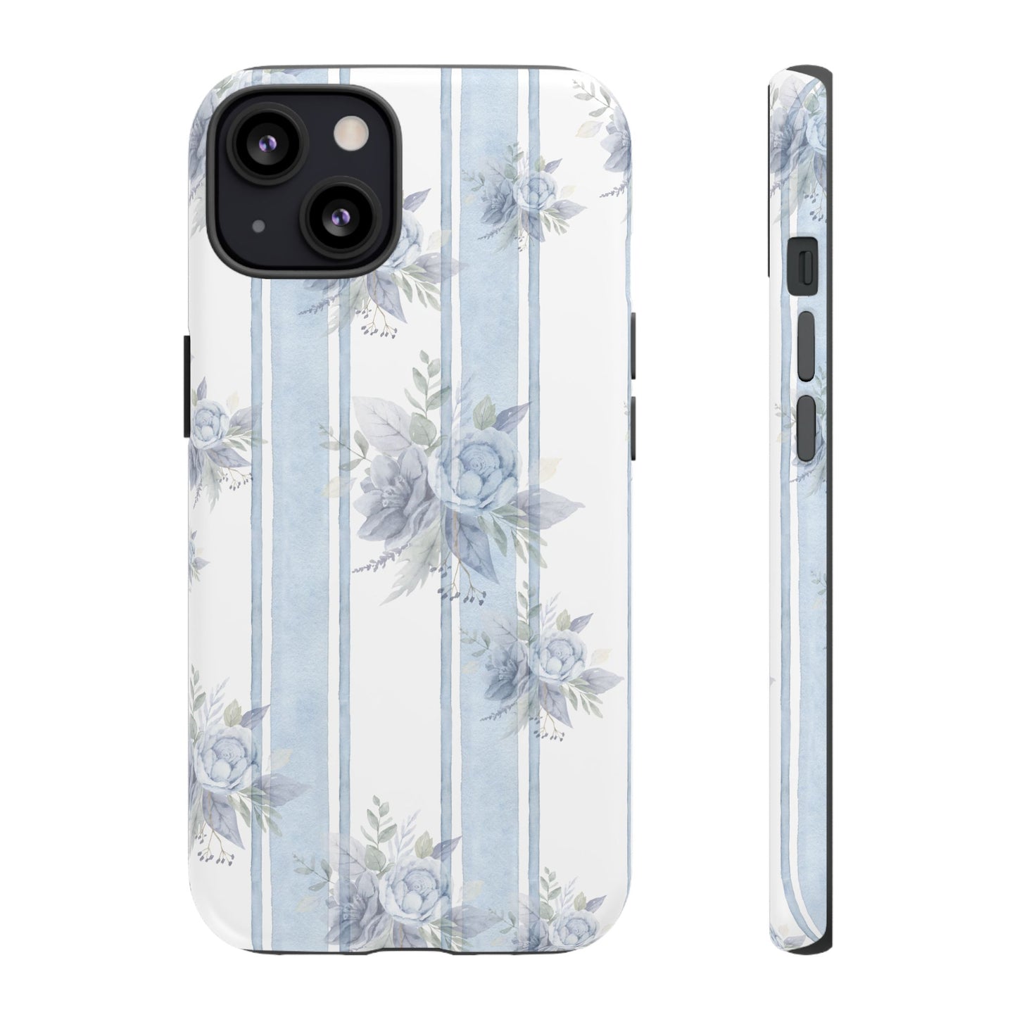 Floral Striped Phone Case, Tough Phone Protector, Ideal Gift for Spring, Mother's Day, Stylish Tech Accessories, Elegant Floral Design
