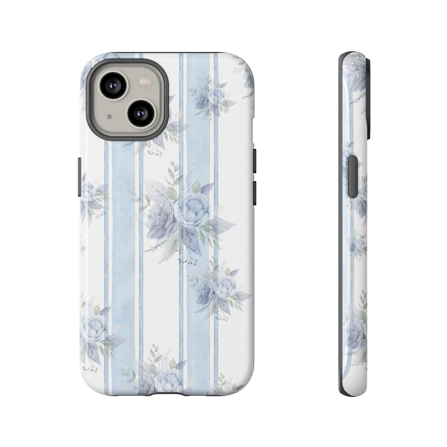 Floral Striped Phone Case, Tough Phone Protector, Ideal Gift for Spring, Mother's Day, Stylish Tech Accessories, Elegant Floral Design