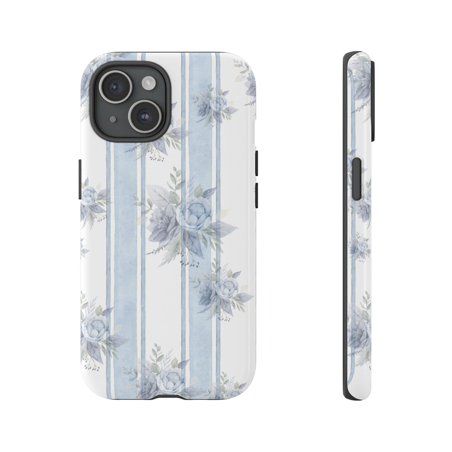 Floral Striped Phone Case, Tough Phone Protector, Ideal Gift for Spring, Mother's Day, Stylish Tech Accessories, Elegant Floral Design