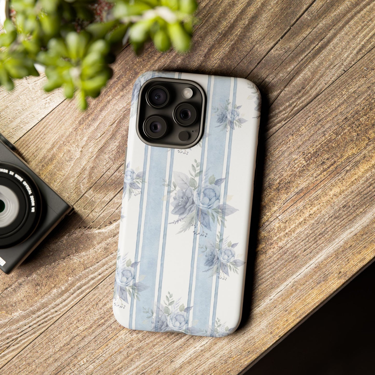 Floral Striped Phone Case, Tough Phone Protector, Ideal Gift for Spring, Mother's Day, Stylish Tech Accessories, Elegant Floral Design