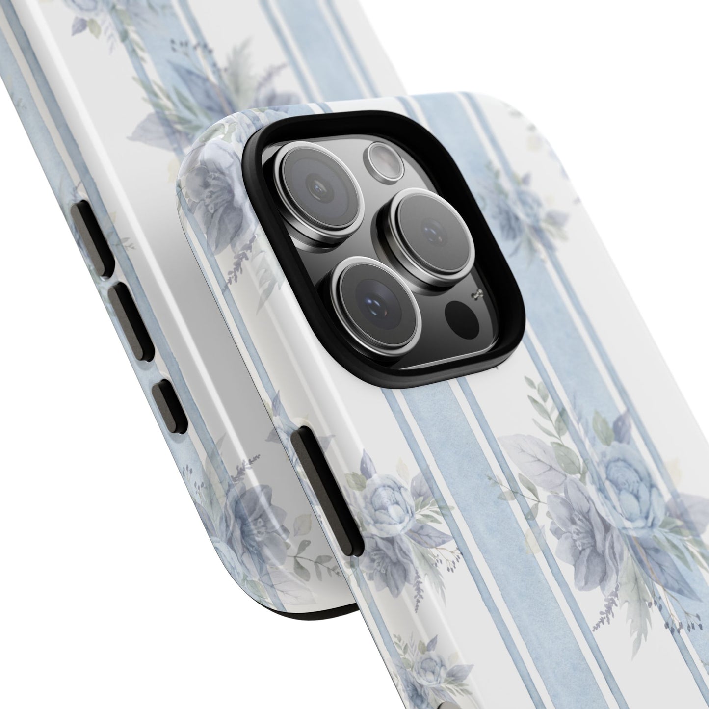 Floral Striped Phone Case, Tough Phone Protector, Ideal Gift for Spring, Mother's Day, Stylish Tech Accessories, Elegant Floral Design