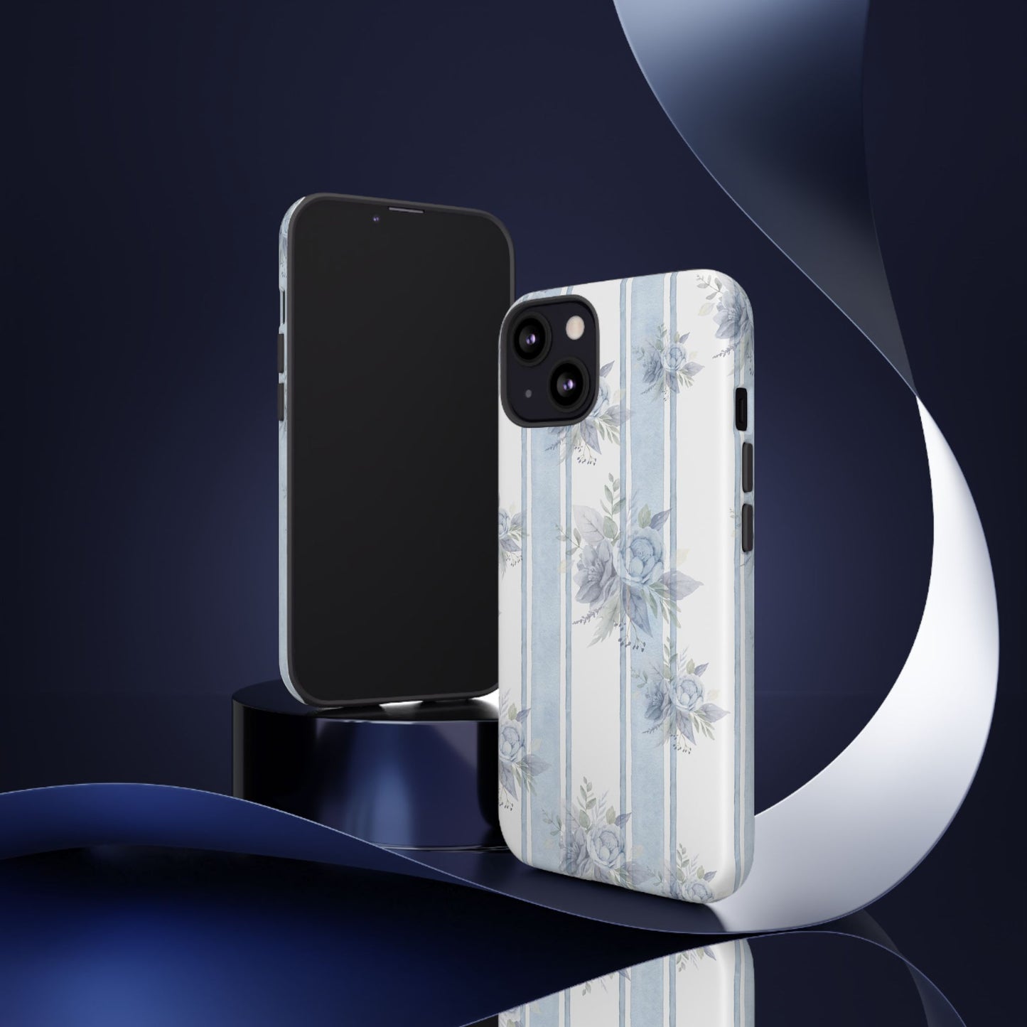 Floral Striped Phone Case, Tough Phone Protector, Ideal Gift for Spring, Mother's Day, Stylish Tech Accessories, Elegant Floral Design