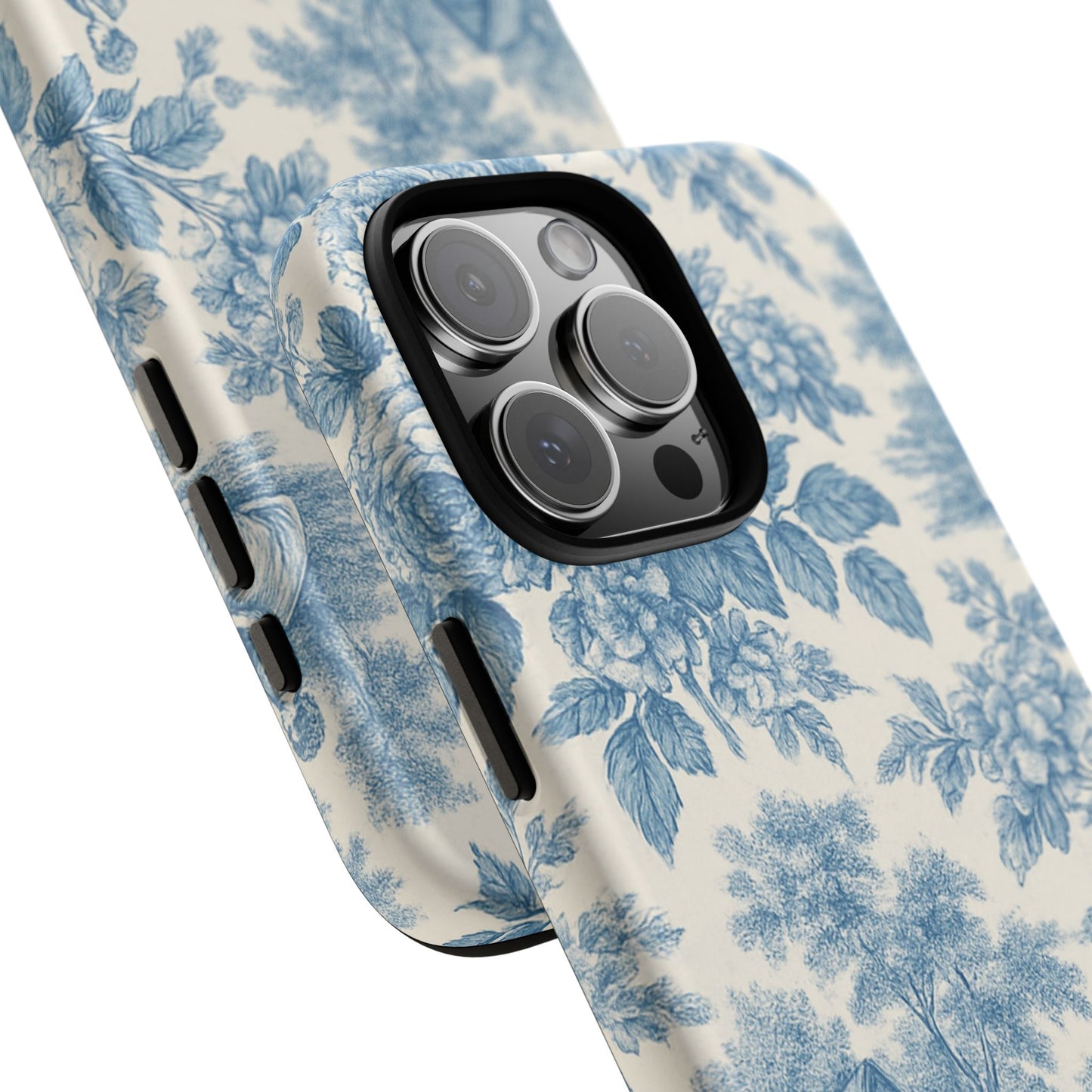 Phone Case, Blue Floral Tough Case for All Sizes, Cute Stylish Gift, Toile Design