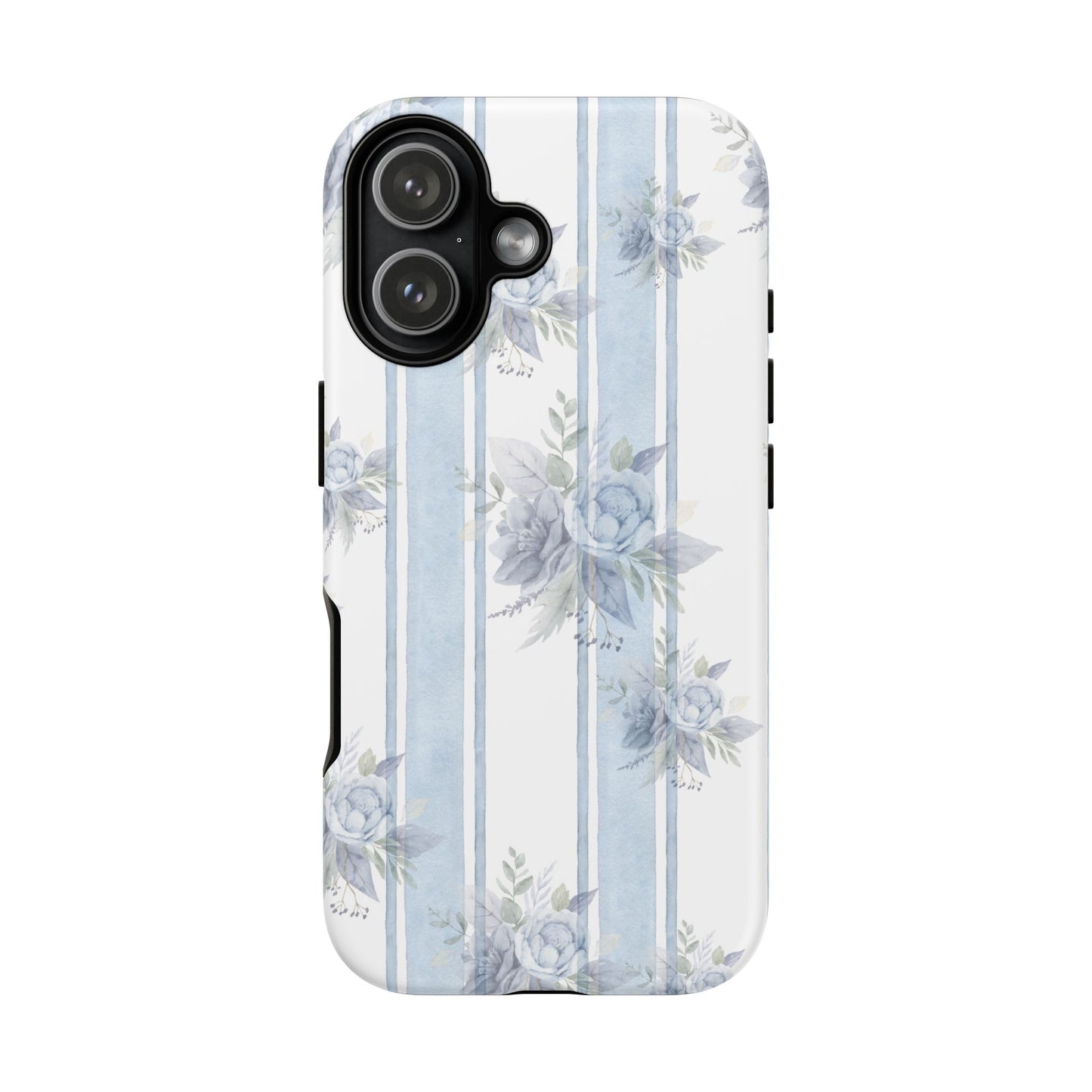 Floral Striped Phone Case, Tough Phone Protector, Ideal Gift for Spring, Mother's Day, Stylish Tech Accessories, Elegant Floral Design