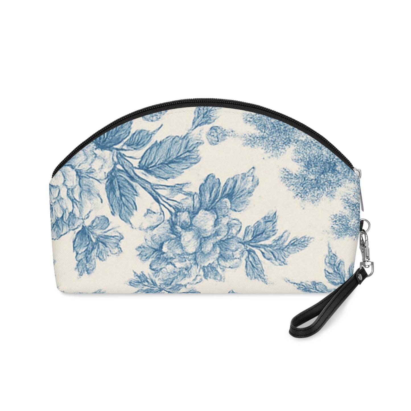 Blue Toile Makeup Bag - Blue Floral Travel Bag, Great Gift, Stocking Stuffer, One of a Kind, Can Hold Everything