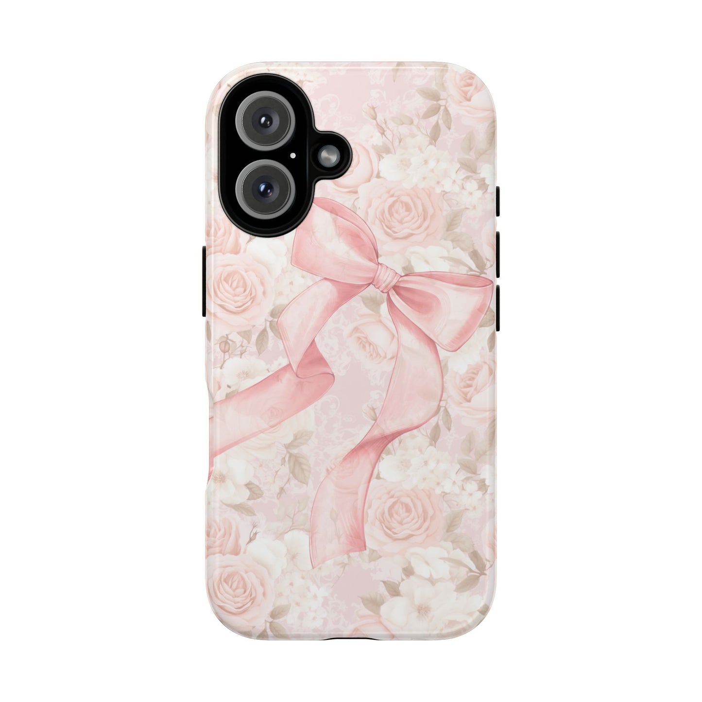 Phone Case, Pink Bow Floral Design, Great Gift, Stocking Stuffer, Strong Tough Cover, Unique Case