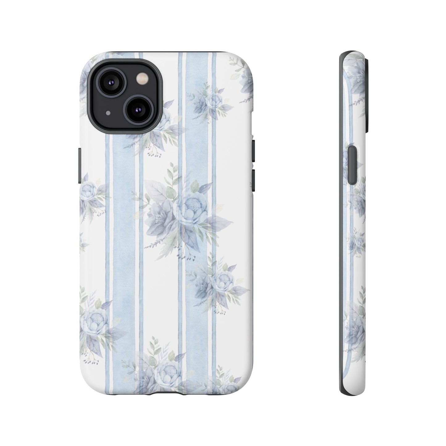 Floral Striped Phone Case, Tough Phone Protector, Ideal Gift for Spring, Mother's Day, Stylish Tech Accessories, Elegant Floral Design