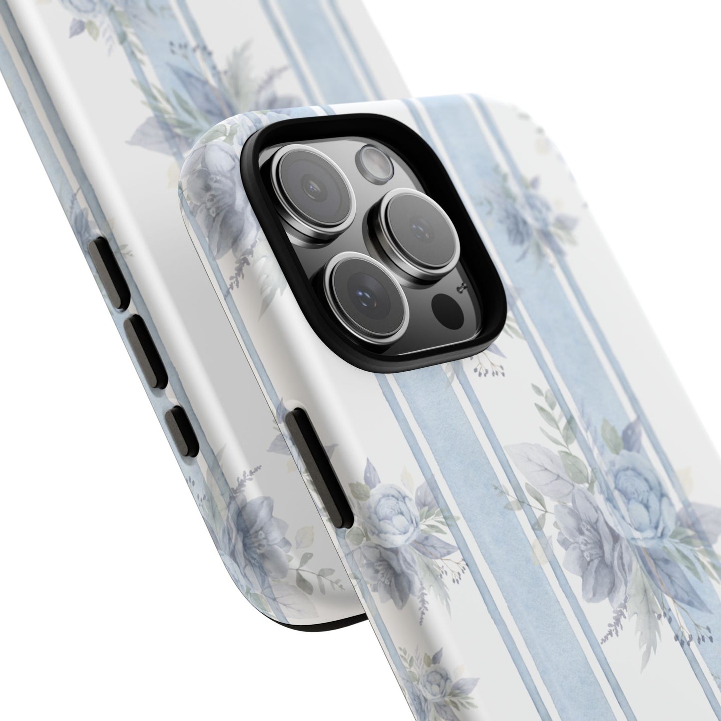 Floral Striped Phone Case, Tough Phone Protector, Ideal Gift for Spring, Mother's Day, Stylish Tech Accessories, Elegant Floral Design