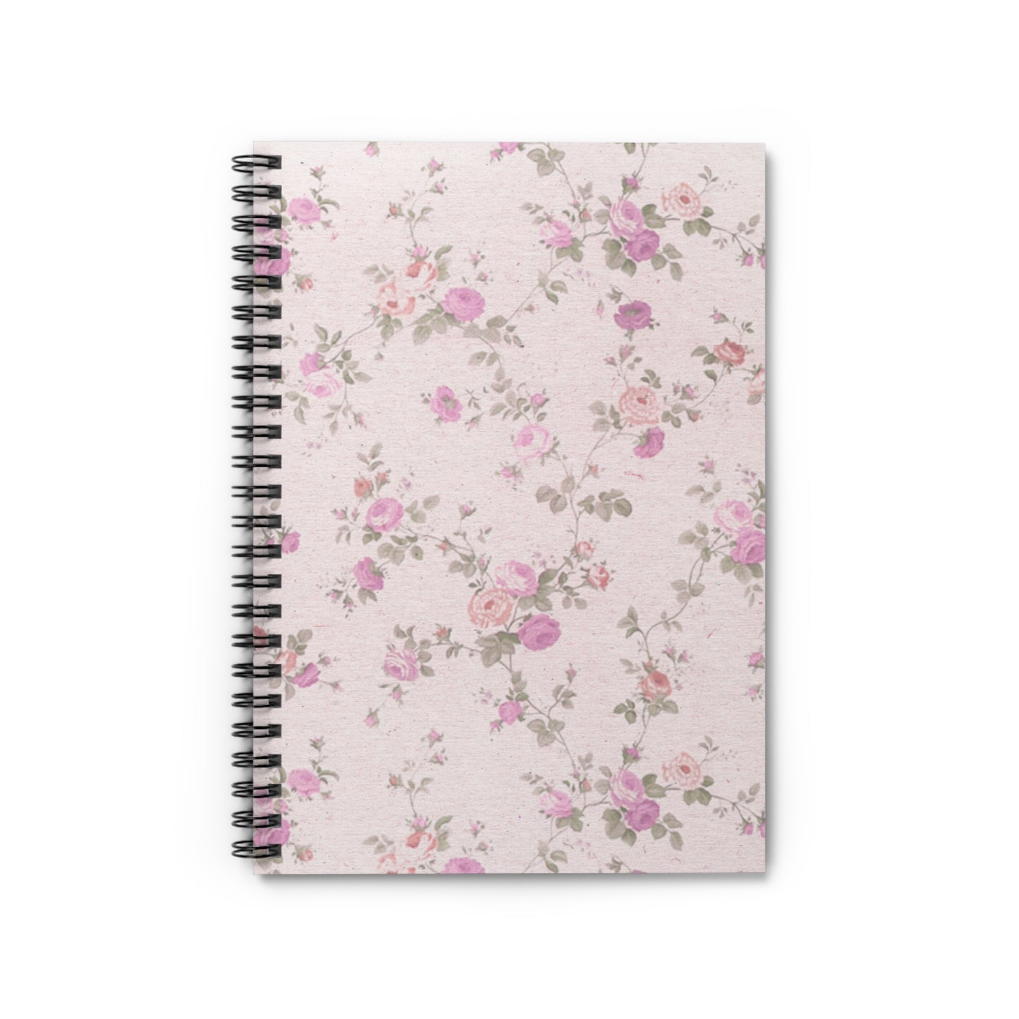 Spiral Notebook - Pink Floral Vintage Style, Shabby Chic Notebook for thoughts and Ideas, Simple and Timeless Design, Diary, Planner