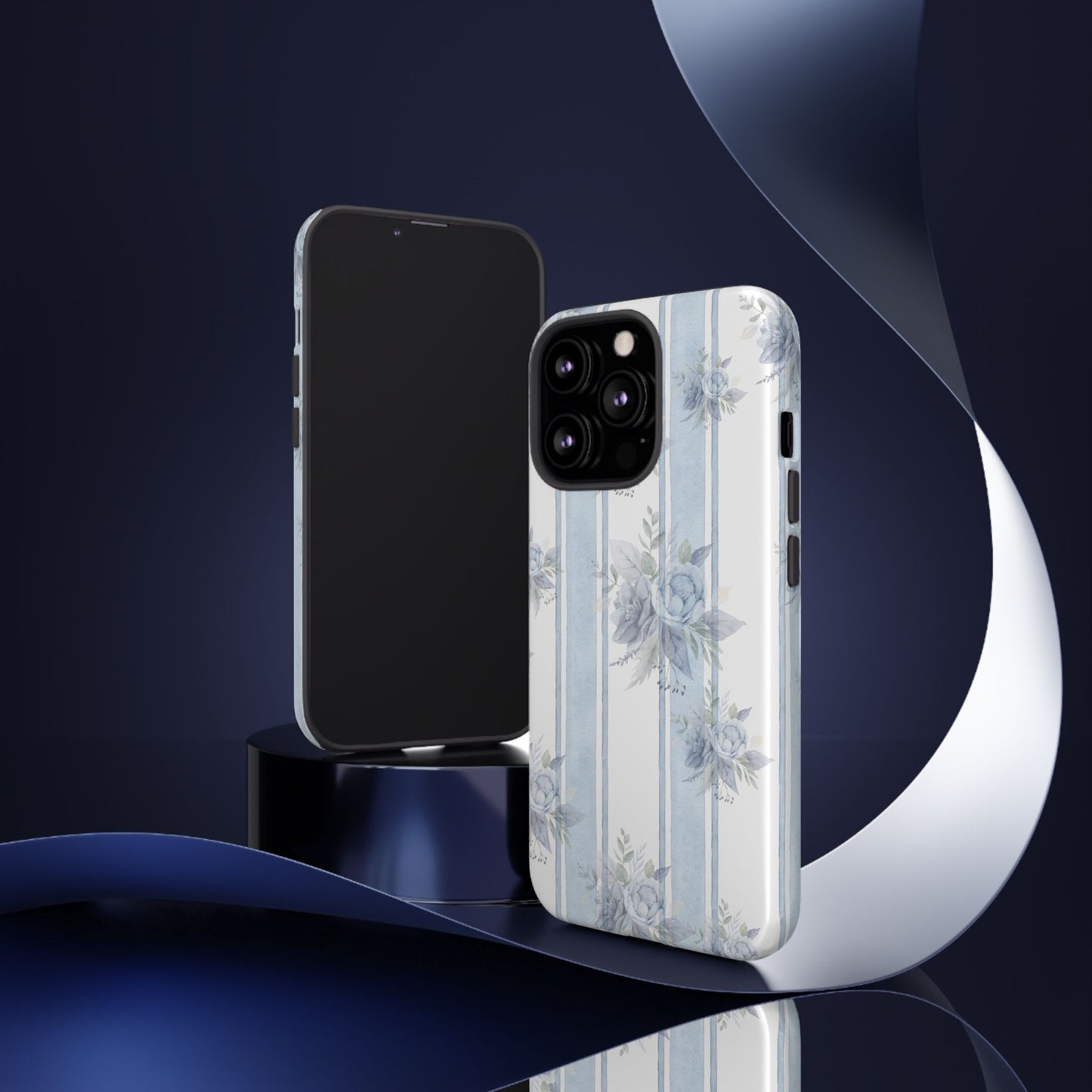 Floral Striped Phone Case, Tough Phone Protector, Ideal Gift for Spring, Mother's Day, Stylish Tech Accessories, Elegant Floral Design