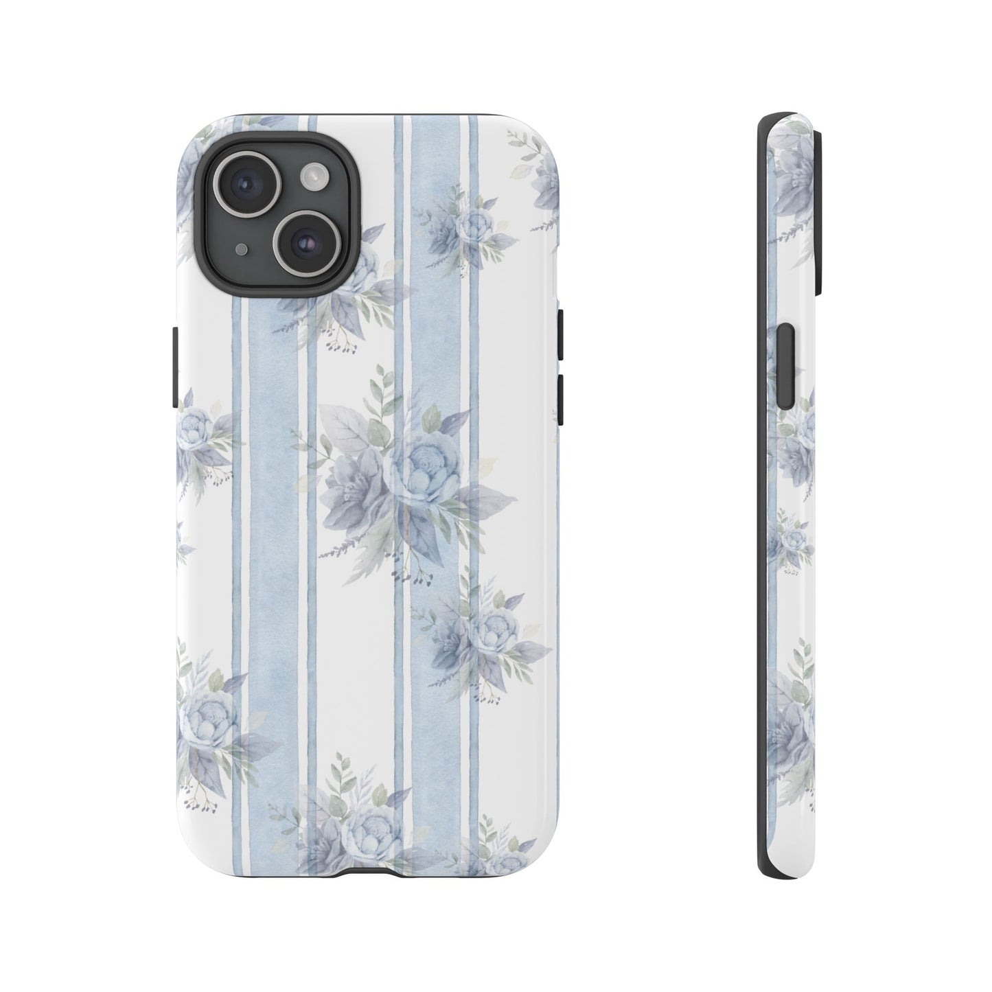 Floral Striped Phone Case, Tough Phone Protector, Ideal Gift for Spring, Mother's Day, Stylish Tech Accessories, Elegant Floral Design