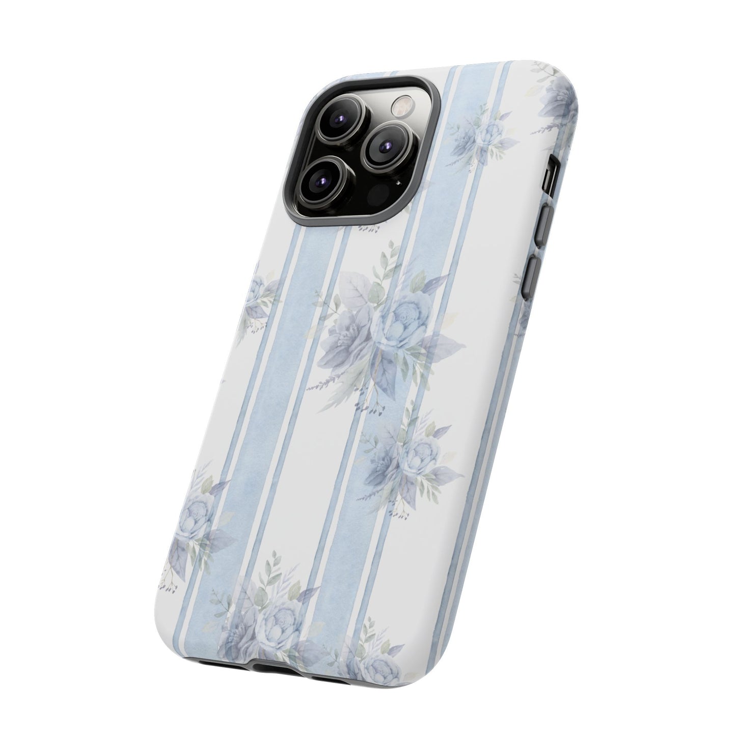 Floral Striped Phone Case, Tough Phone Protector, Ideal Gift for Spring, Mother's Day, Stylish Tech Accessories, Elegant Floral Design
