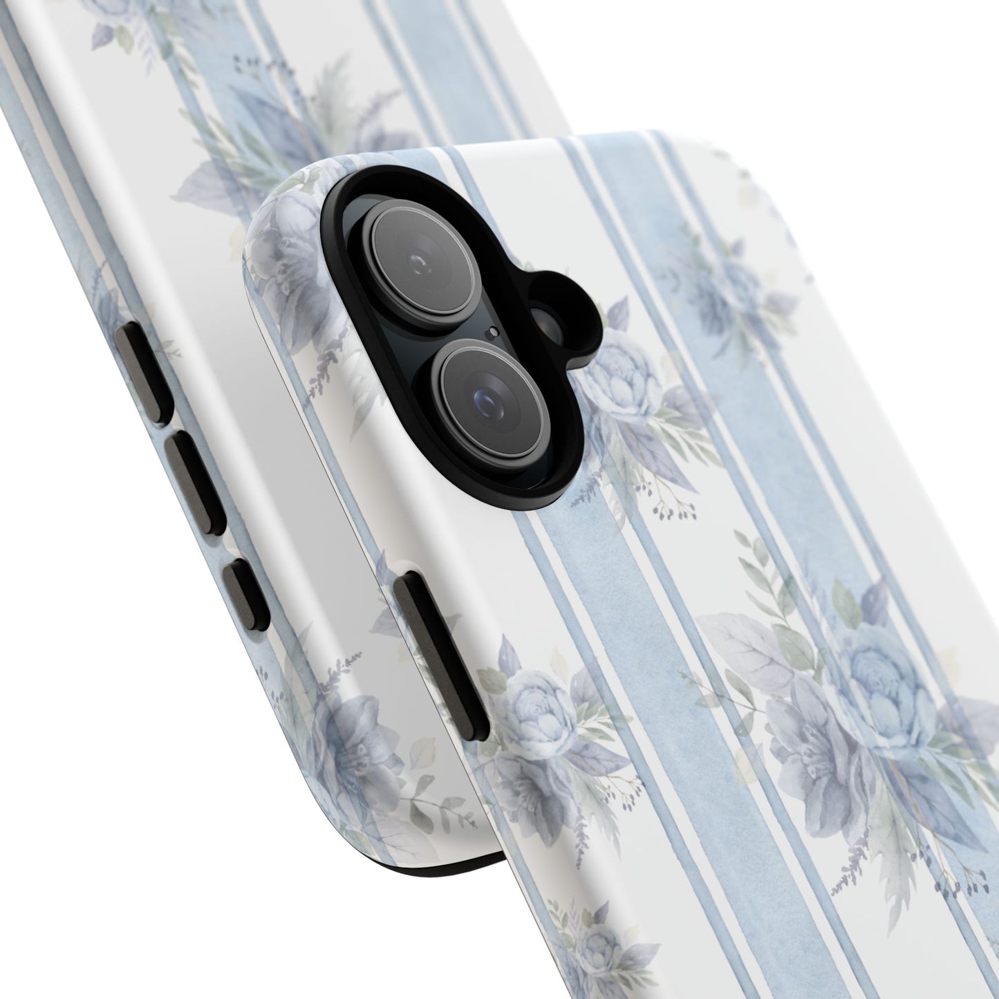 Floral Striped Phone Case, Tough Phone Protector, Ideal Gift for Spring, Mother's Day, Stylish Tech Accessories, Elegant Floral Design