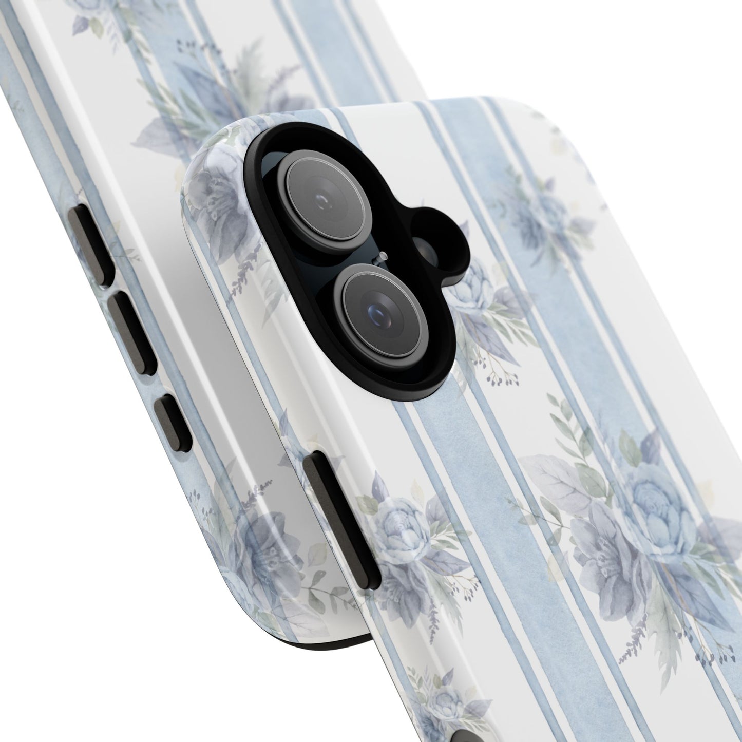 Floral Striped Phone Case, Tough Phone Protector, Ideal Gift for Spring, Mother's Day, Stylish Tech Accessories, Elegant Floral Design