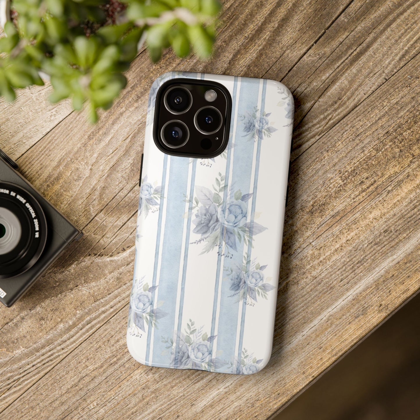 Floral Striped Phone Case, Tough Phone Protector, Ideal Gift for Spring, Mother's Day, Stylish Tech Accessories, Elegant Floral Design