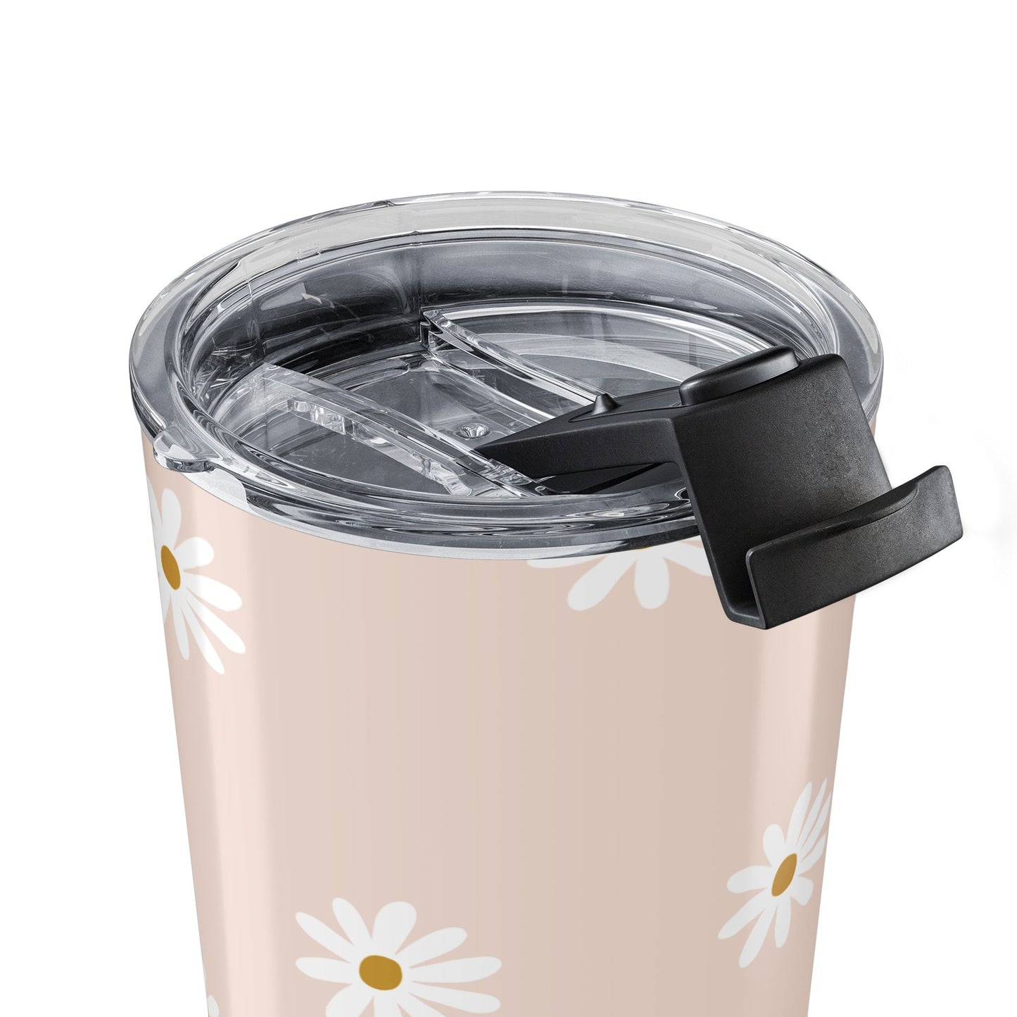 Daisy Decorated Tumbler, Floral Travel Mug for Summer Drinks, Gift for Her, Reusable Coffee Cup, Cute Kitchen Accessory
