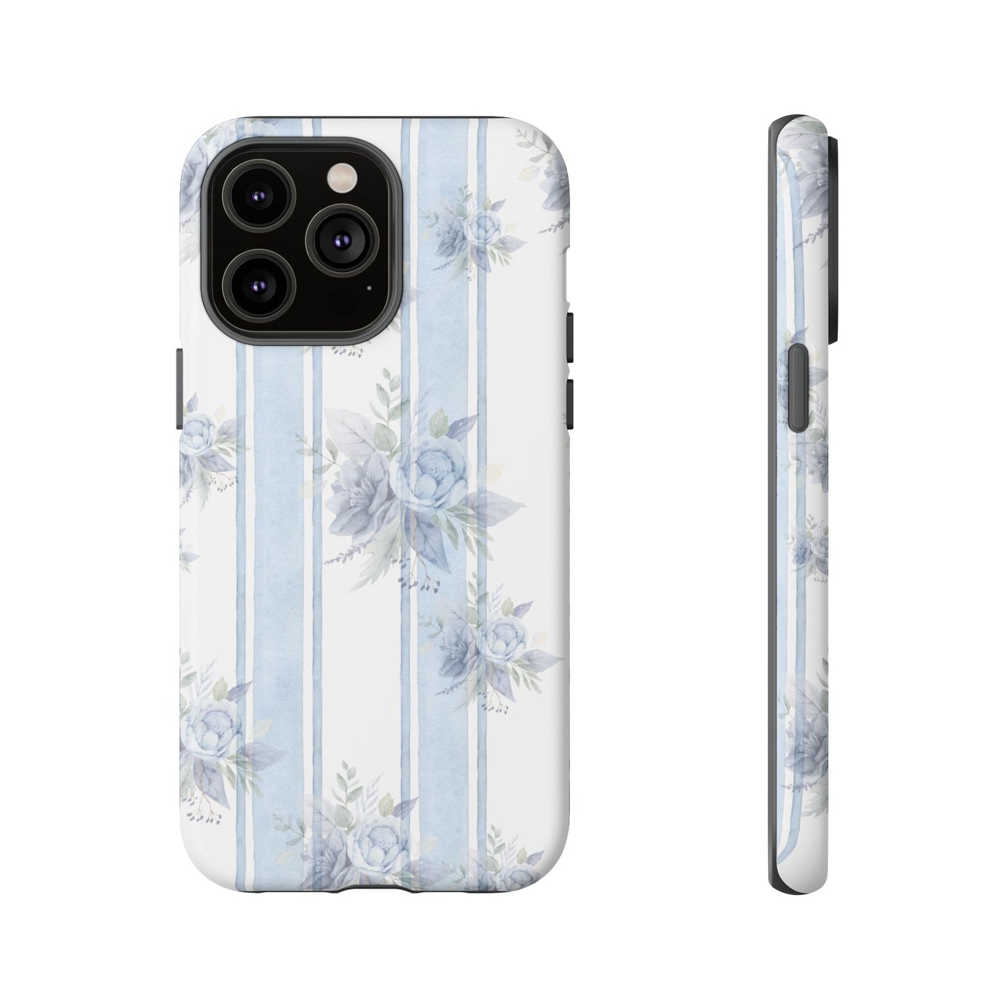 Floral Striped Phone Case, Tough Phone Protector, Ideal Gift for Spring, Mother's Day, Stylish Tech Accessories, Elegant Floral Design