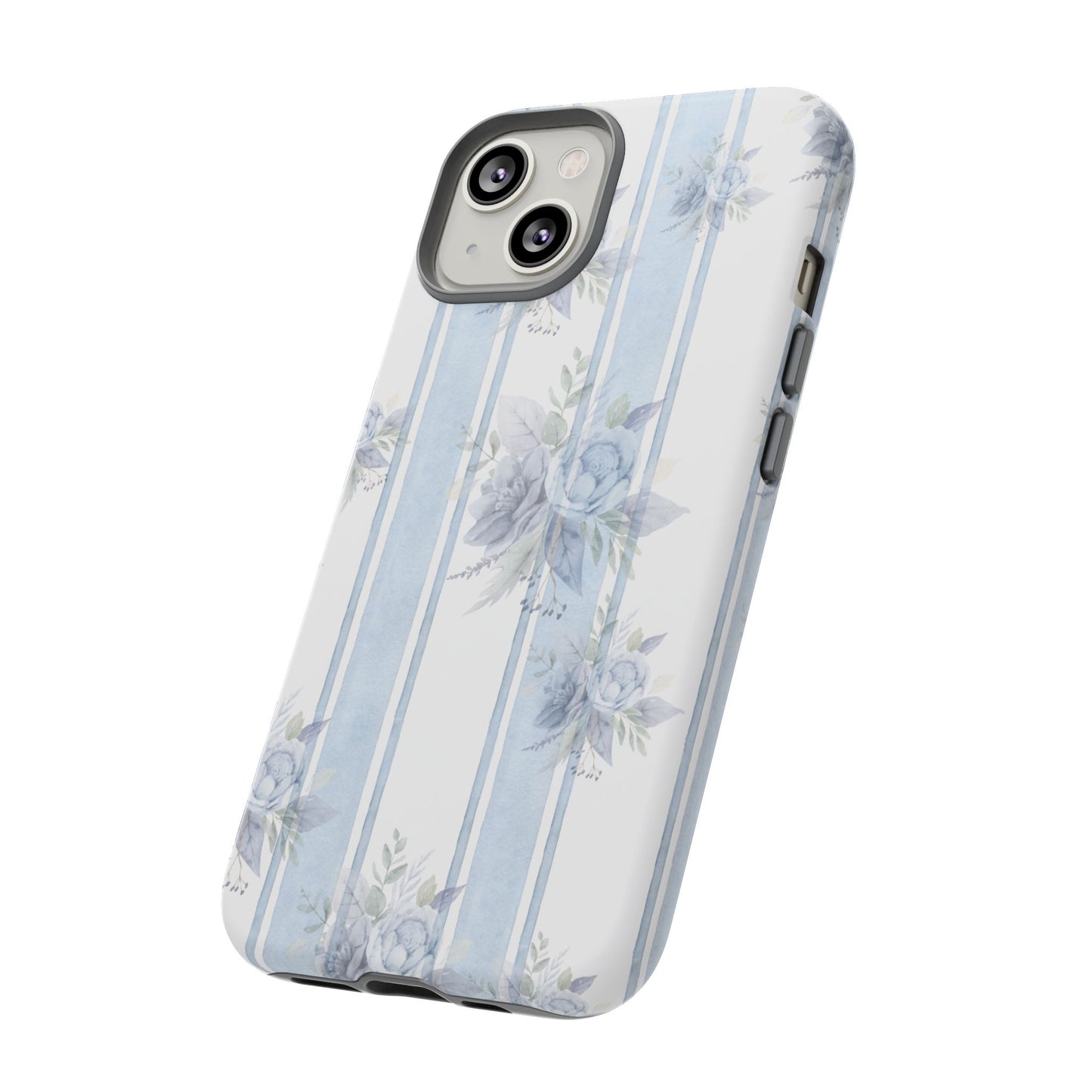 Floral Striped Phone Case, Tough Phone Protector, Ideal Gift for Spring, Mother's Day, Stylish Tech Accessories, Elegant Floral Design