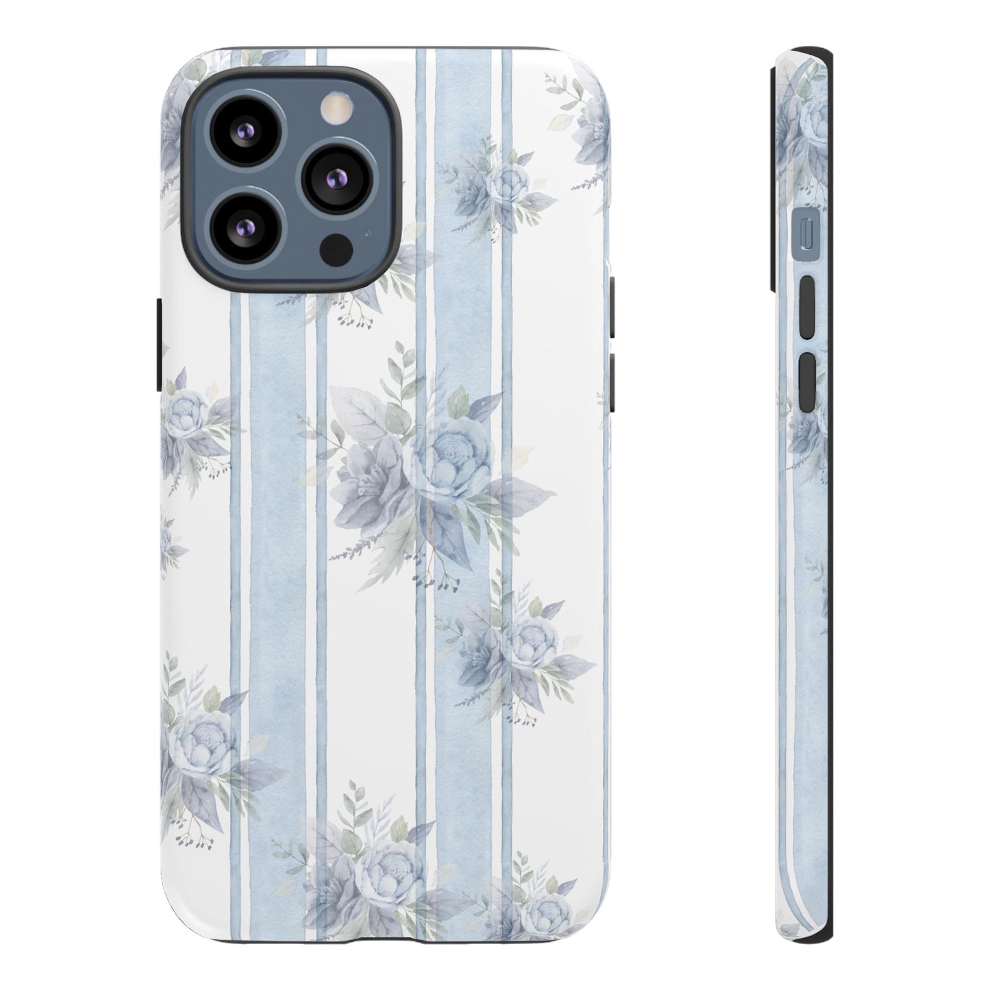 Floral Striped Phone Case, Tough Phone Protector, Ideal Gift for Spring, Mother's Day, Stylish Tech Accessories, Elegant Floral Design