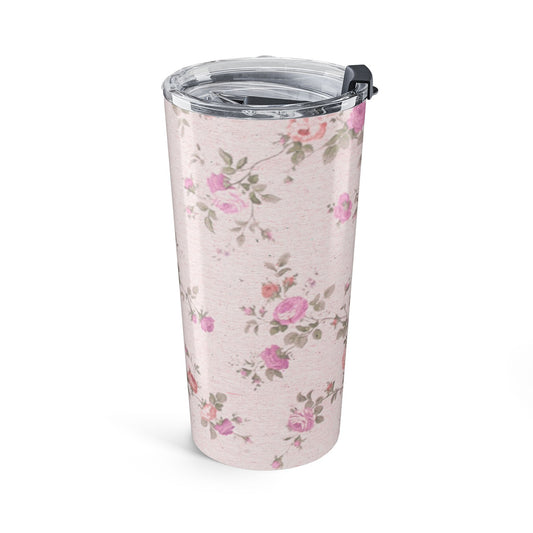 Floral Pink Tumbler 20oz, Insulated Travel Mug, Coffee Cup, Sister Gift, Floral Lover, Wedding Favors