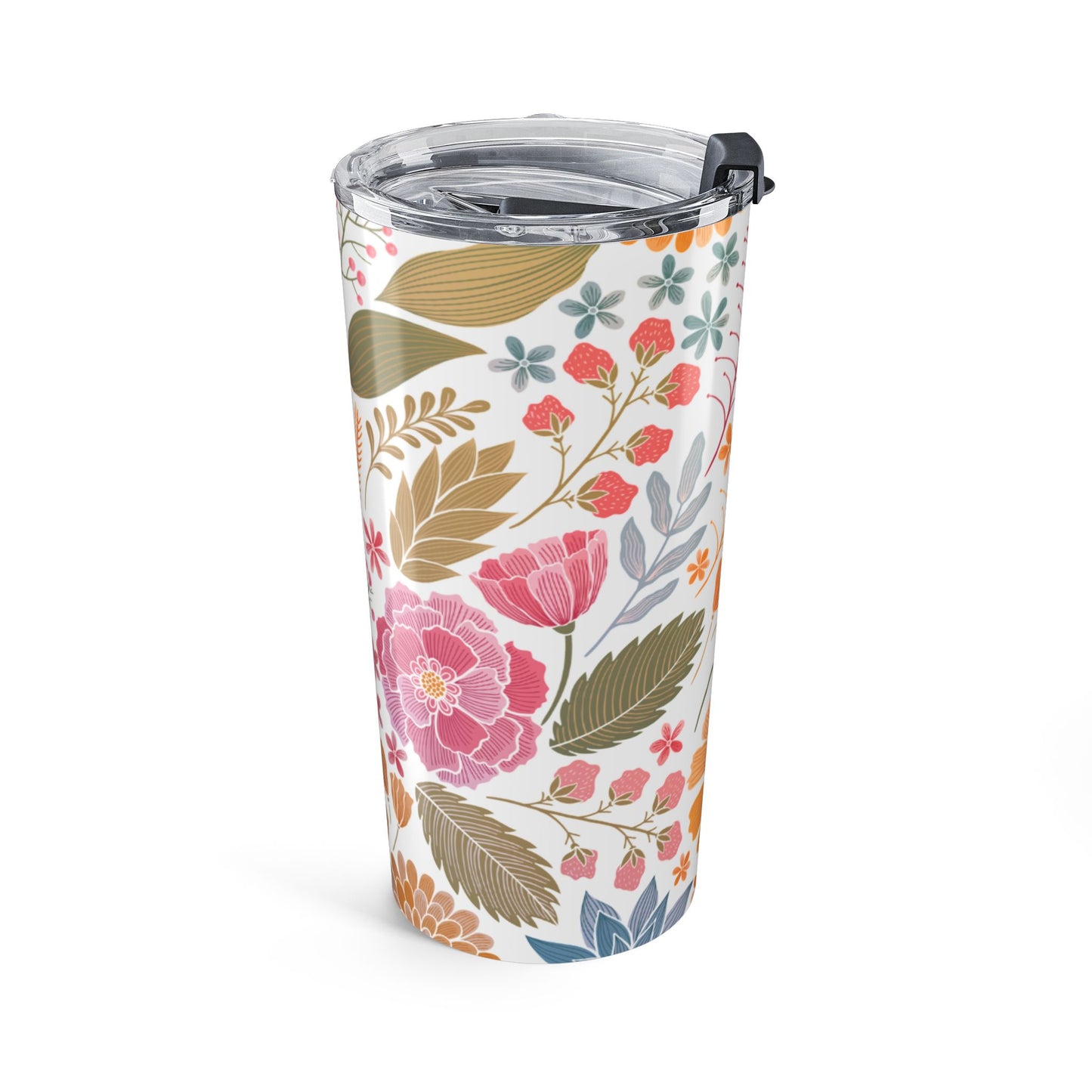 Floral Insulated Tumbler, 20oz Travel Mug, Summer Drinkware, Gift for Her, Eco-Friendly Beverage Tumbler