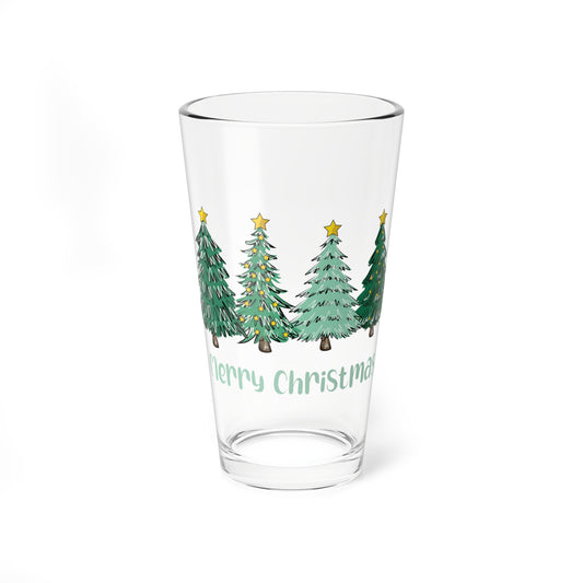 Merry Christmas Mixing Glass, 16oz Holiday Drinkware, Festive Glassware for Christmas, Cheerful Barware, Seasonal Home Decor