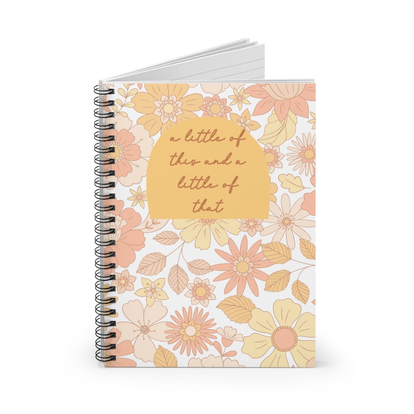 Boho Floral Spiral Notebook - Ruled Line, Planner, Gift, Stocking Stuffer, Diary, Sketching